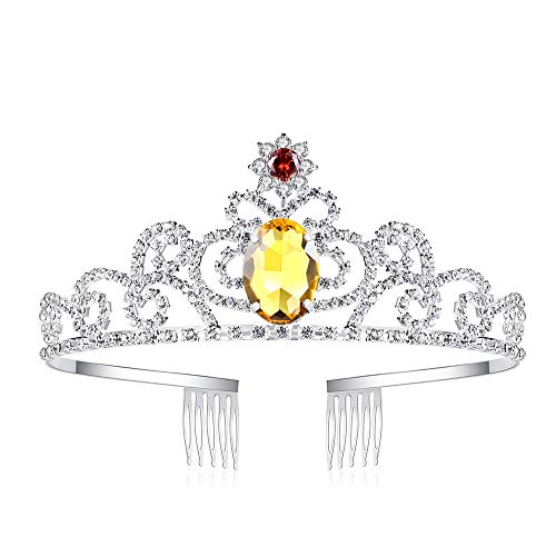 Lovelyshop Yellow Diamond Tiara Crown for Princess Belle Party