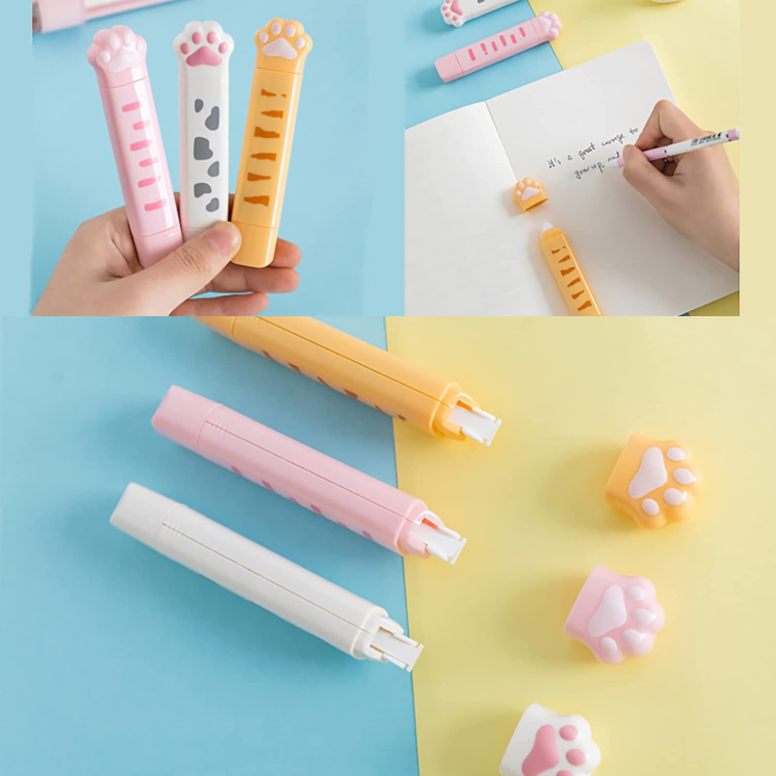 Doraking Cartoon Correction Tape - Cute Cat Paw Dual Tips (Glue & Correction) for DIY, Scrapbooking, School & Office - Perfect for Kids, Students & Craft Lovers