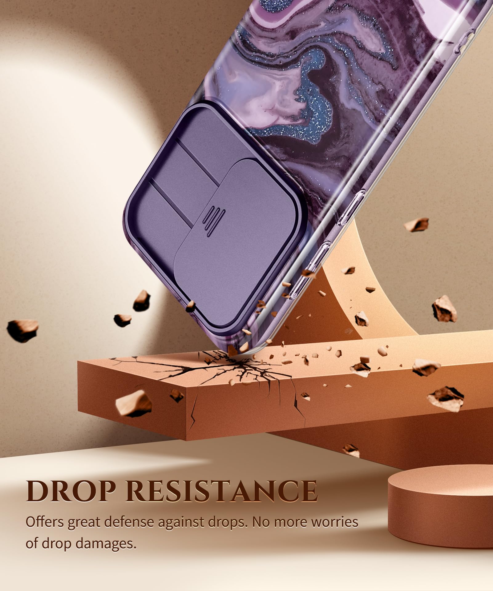 Premium Shockproof Samsung Galaxy S24 Plus Case with Slide Camera Cover & Screen Protector | 10FT Drop Protection | Marble Design Full Body Protection for S24+ 6.7