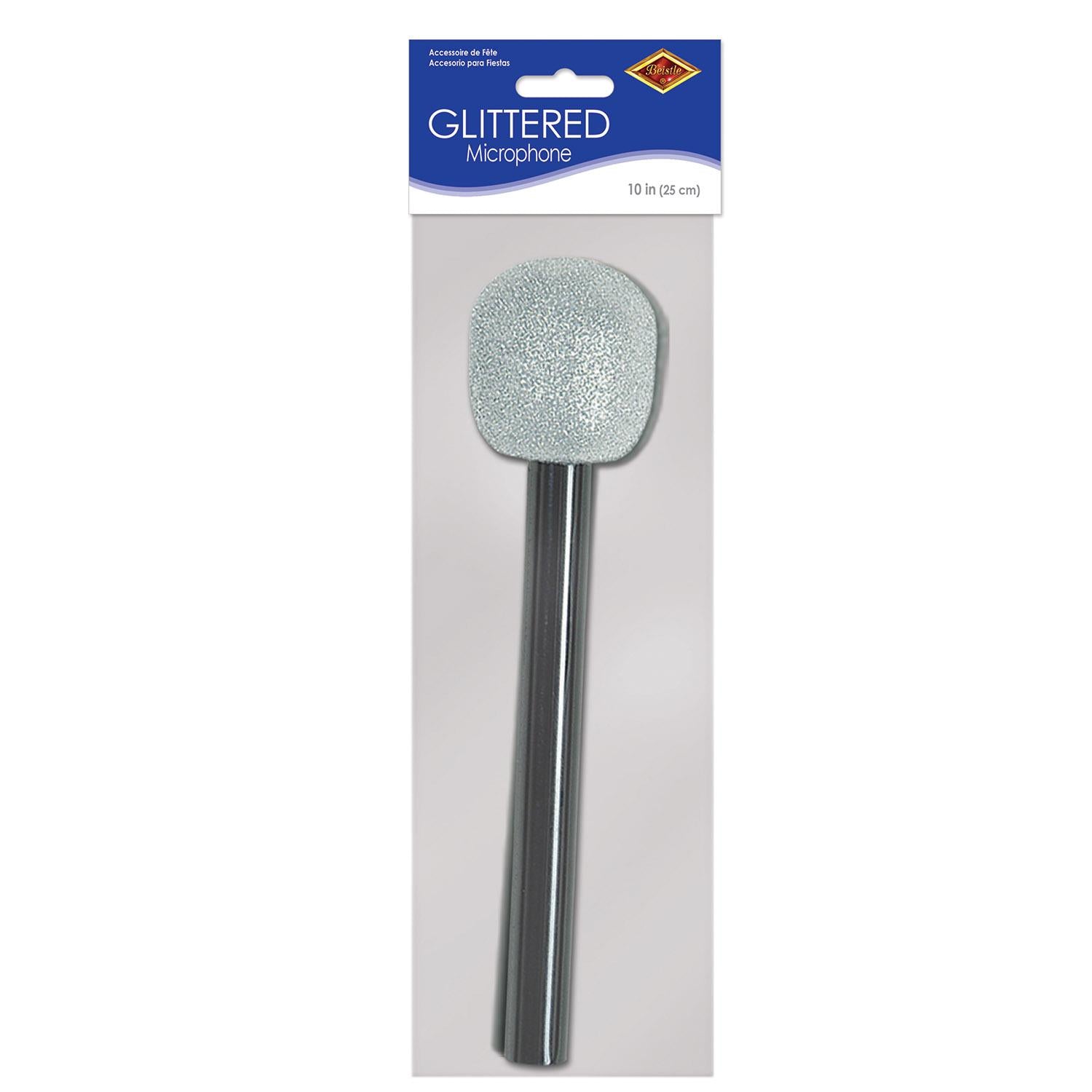12 Pack Beistle Glittered Microphone - Silver & Black Party Supplies for Karaoke Nights, Birthday Parties & Stage Performances
