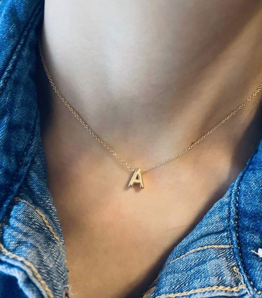 Initial Slide Necklace A - Personalized Name Necklace for Women, Dainty Gold Pendant Jewelry Gift for Her - Perfect for Birthdays, Anniversaries & Everyday Wear