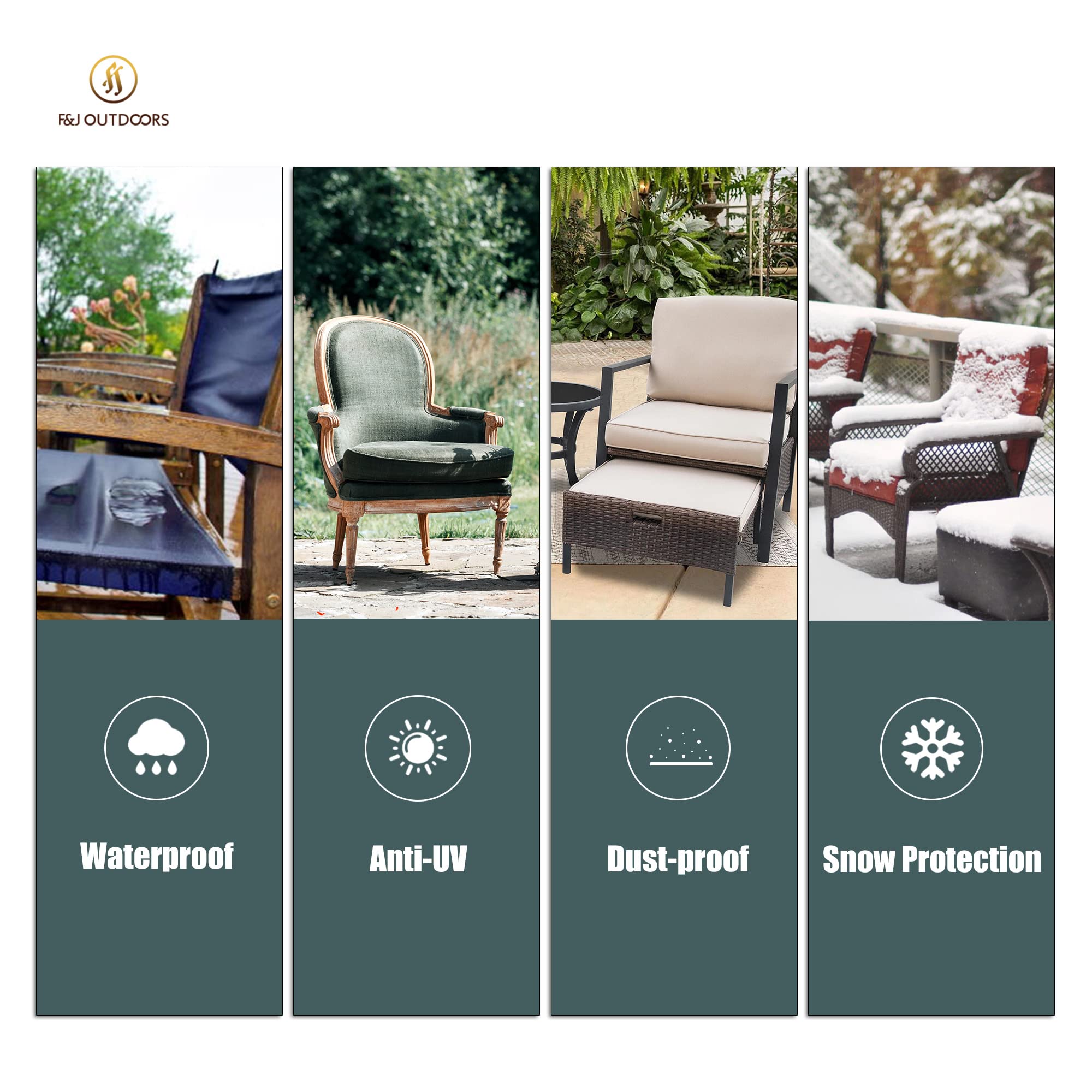 Waterproof UV Resistant Heavy Duty Outdoor Stackable High Back Patio Chair Cover - 27