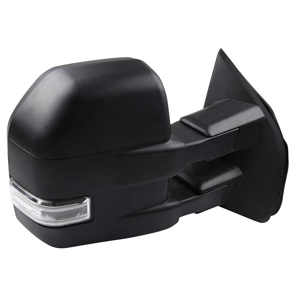 2015-2017 Ford F150 Power Heated Towing Mirrors with Turn Signal & Puddle Light - Black Housing & Conversion Plug (LH/RH Pair) - Perfect for Enhanced Visibility & Safe Towing