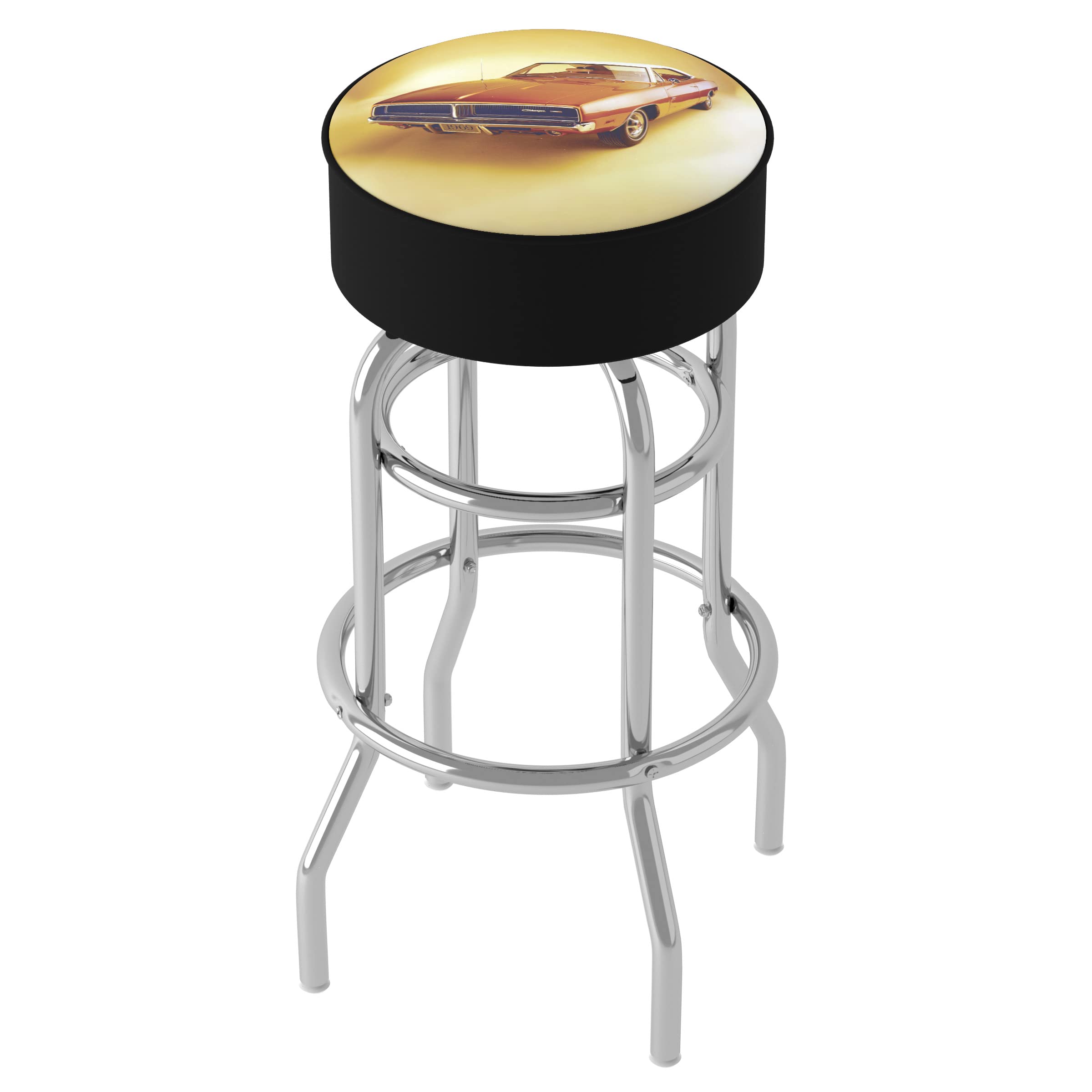 Trademark Gameroom 69 Charger Dodge Padded Swivel Bar Stool - Comfortable Adjustable Height Bar Stool for Home Bar, Game Room, and Kitchen Counter Use