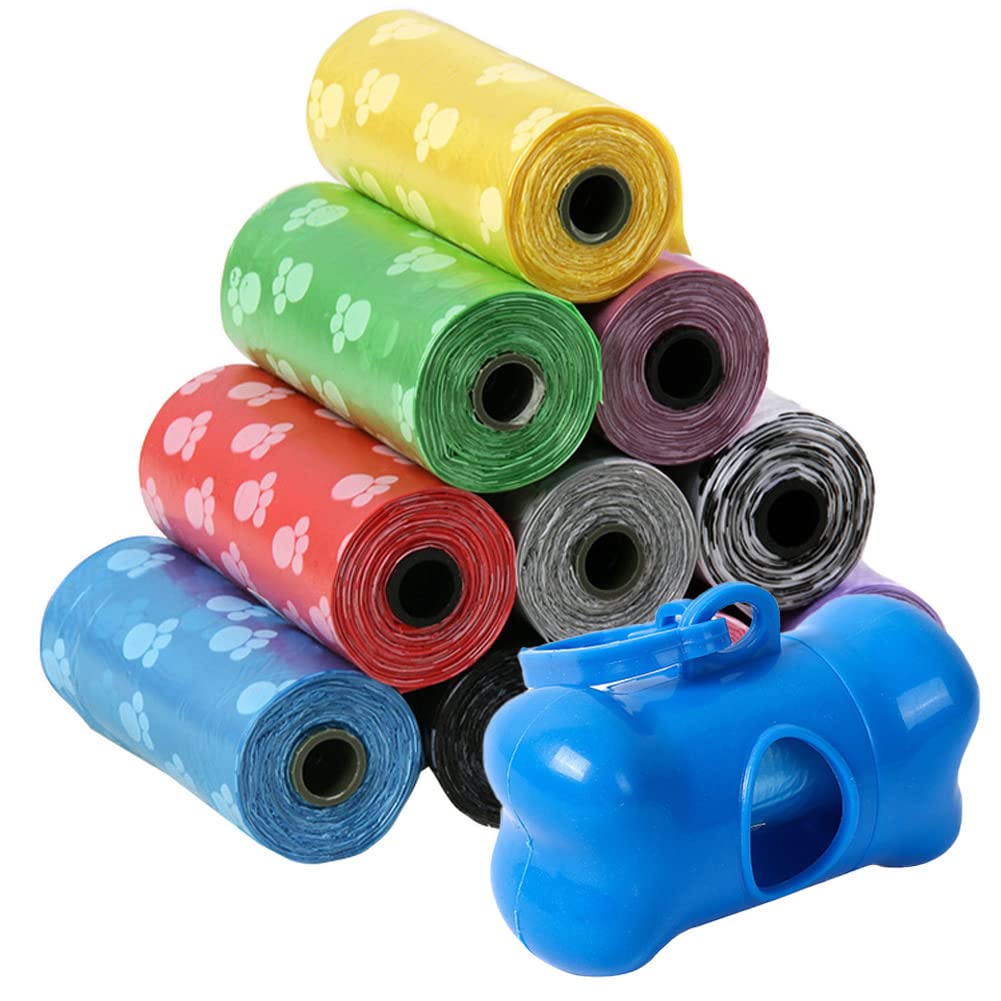 **Eco-Friendly Dog Waste Bags with Dispenser & Leash Clip – 150 Count Leak-Proof, Easy-Tear Pet Poop Bags (Unscented, Mixed Colors) – Perfect for Walks, Parks & Travel**