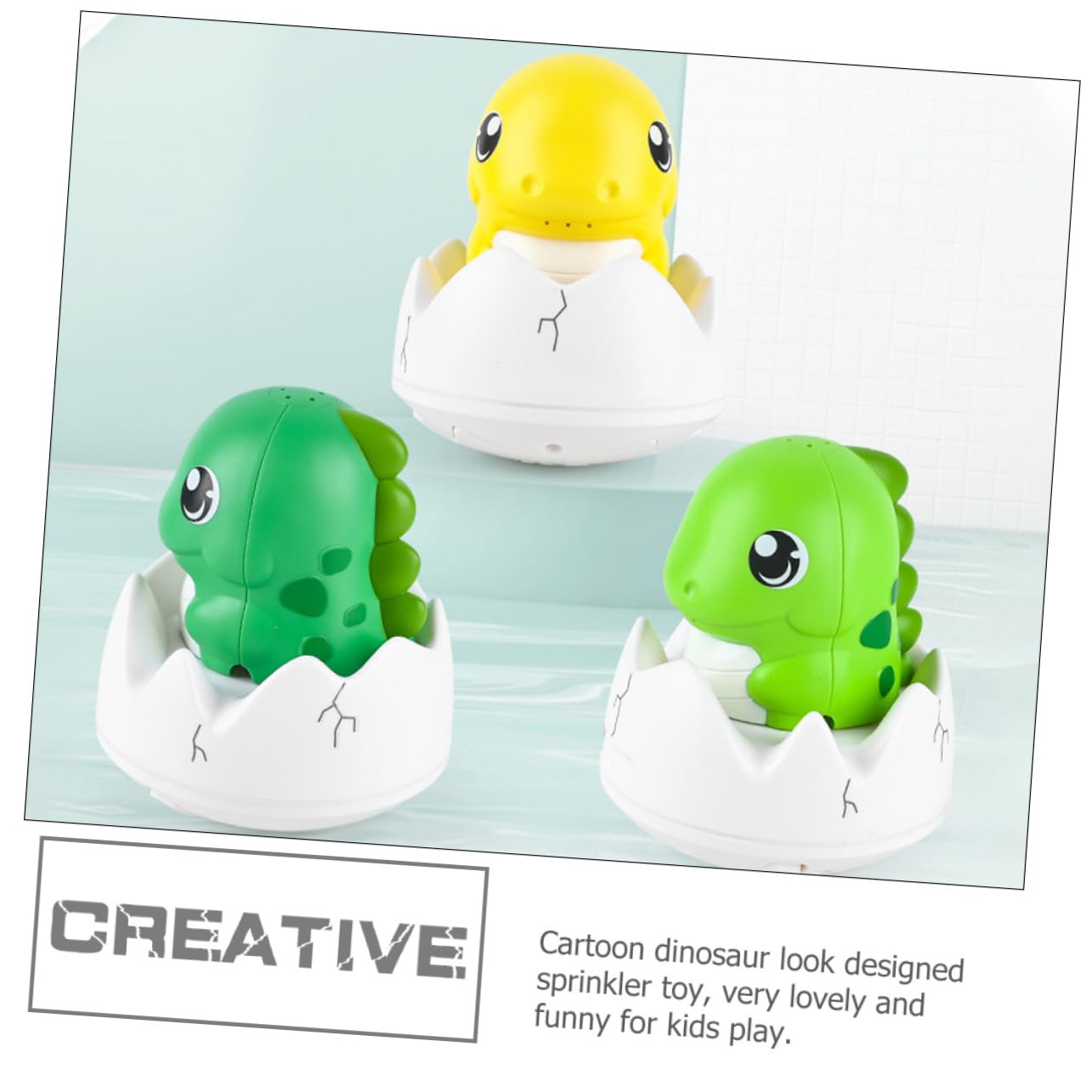 HEMOTON 2-Pack Dinosaur Bath Toys for Kids - Light Green Plastic Bathtub Spray Toys for Toddlers | Fun Bath Time Play for Boys & Girls, Water Squirters for Pool & Beach Play