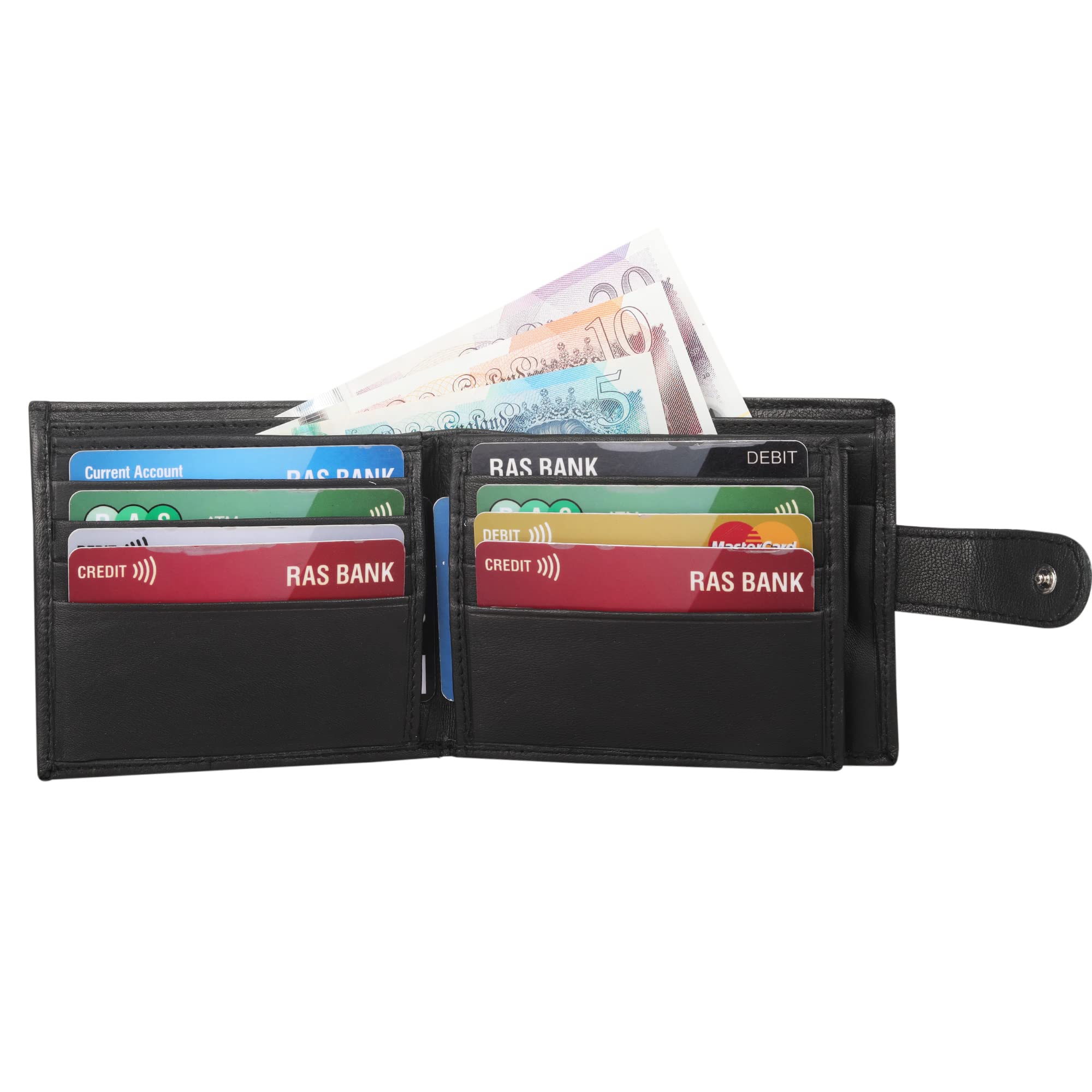 Premium RFID Blocking Genuine Leather Men's Wallet - Slim Bifold Billfold with Coin Pocket & Multiple Card Slots - Ideal for Everyday Carry, Travel & Business (Black)