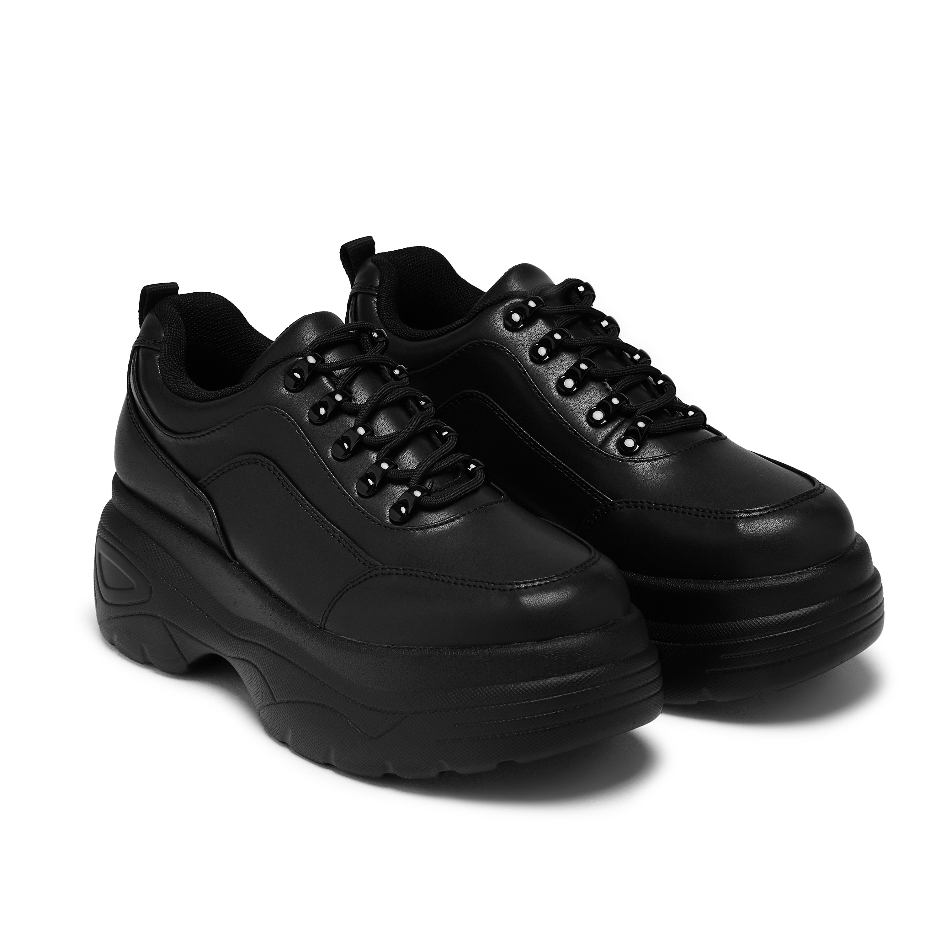 Jennie Striker Black Chunky Bubble Trainers - Stylish Women's Platform Sneakers for Casual Wear & Street Fashion | Perfect for Everyday Outfits, Running Errands & Trendy Looks