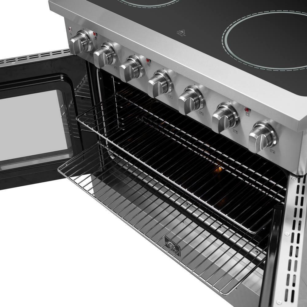Forno Galiano 36-inch French Door Freestanding All Electric Range - Stainless Steel FFSEL6917 | Professional Kitchen Appliance for Home Chefs & Baking Enthusiasts