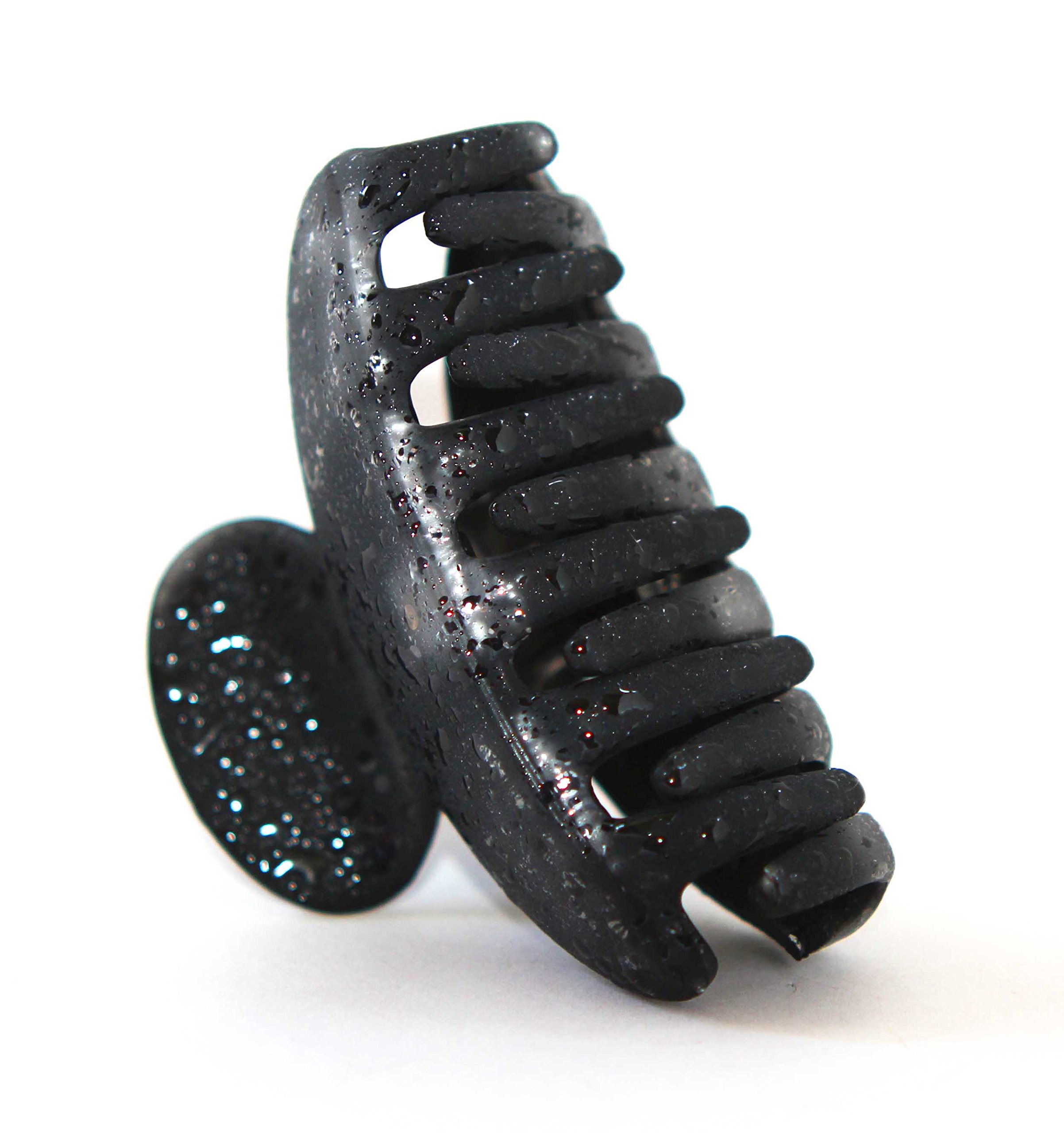 French Black Water Drop Hair Claw Clip - 3 Inch Large Jaw Tortoise Shell Hair Clamp for Women | Perfect for Updos, Ponytails & Half-Up Hairstyles
