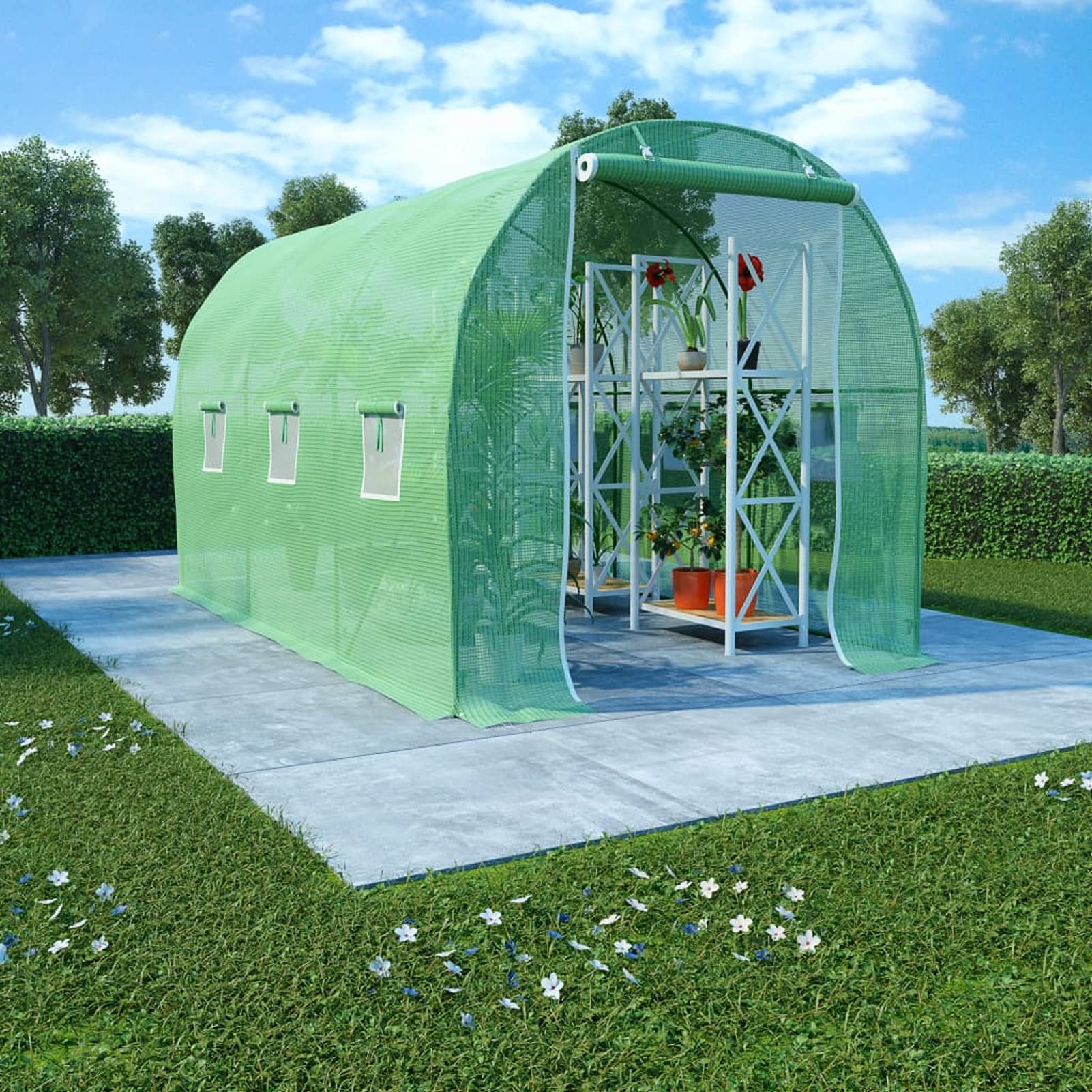 Tidyard Walk-in Greenhouse with Windows & Door - 135 x 78.7 x 78.7 Inches Outdoor Plant House for Herbs, Flowers & Vegetables - Perfect for Backyard, Deck, Lawn Gardening & Urban Farming