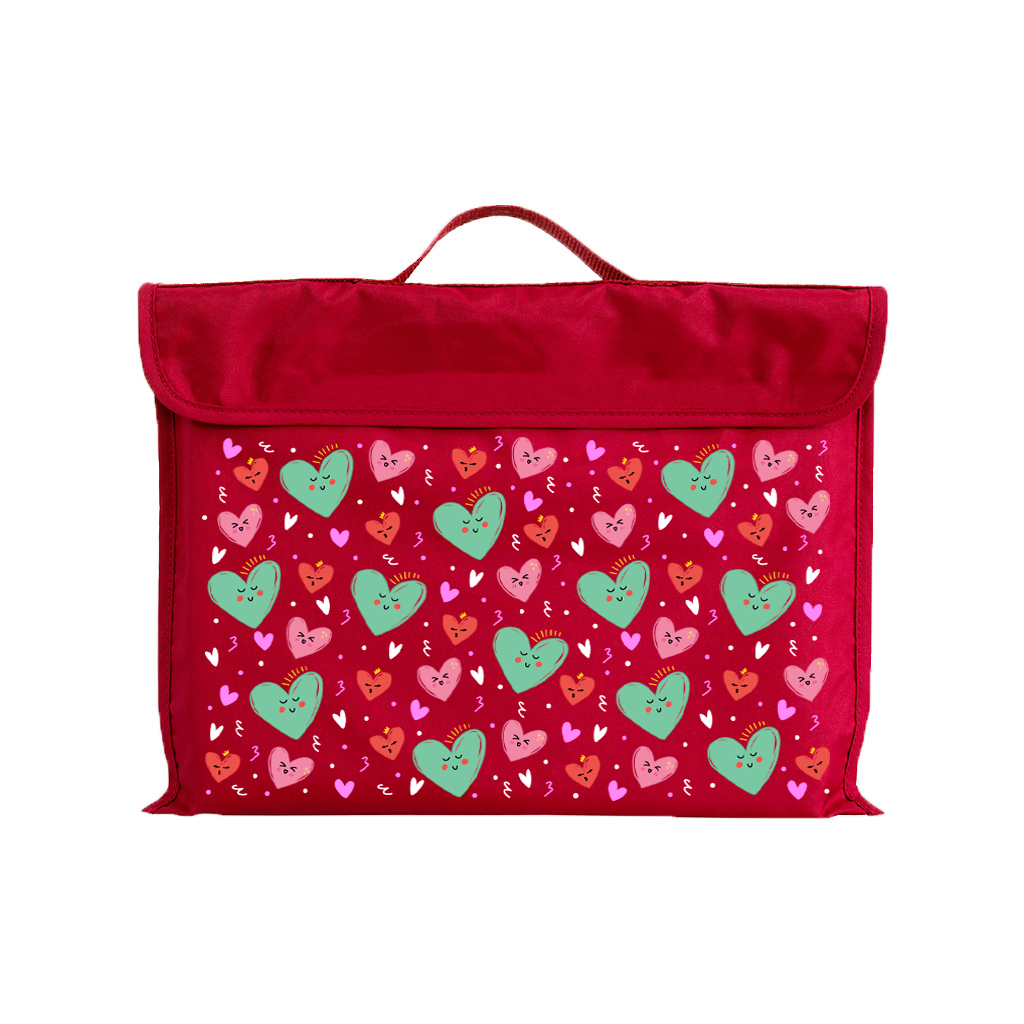 Sweet Hearts Eco-Friendly Reusable Library Book Bag - Perfect for School, Shopping & Groceries