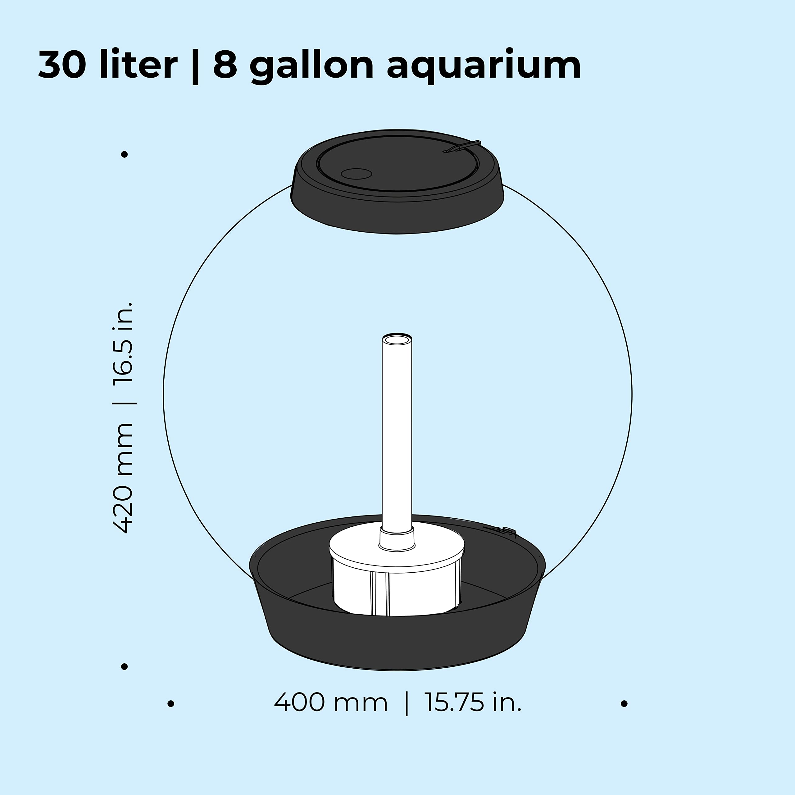 biOrb Classic 30 Acrylic 8-Gallon Aquarium with White LED Lights - Modern Tabletop Fish Tank for Home & Office Decor, Black | Perfect for Small Spaces, Living Rooms, and Desktop Displays
