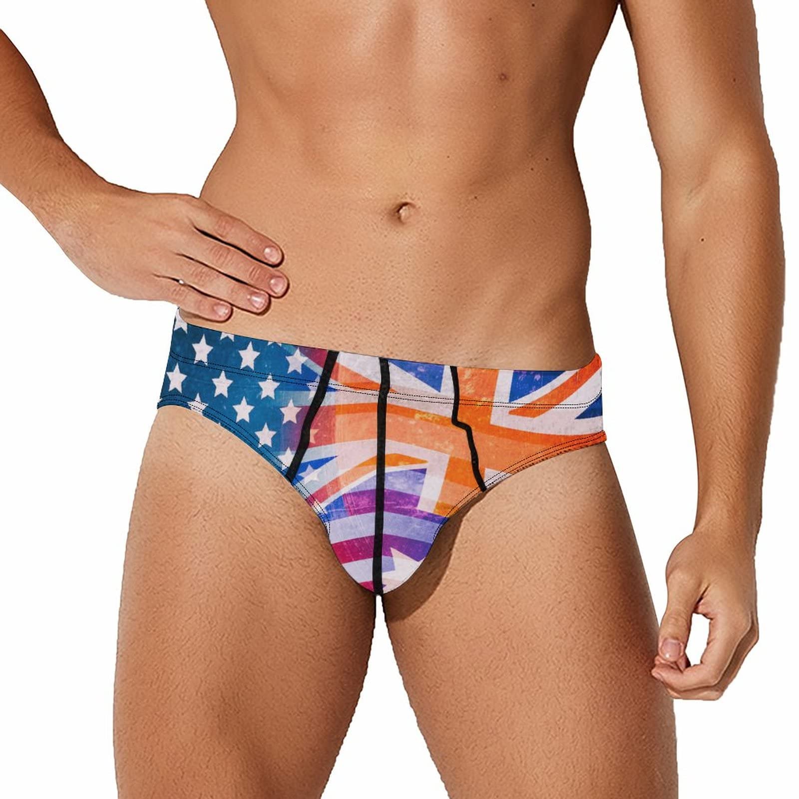 DZUAIKIT Men's Briefs - Vintage USA & Australia Flag Print, Quick-Dry, Breathable Cotton Underwear for Daily Wear, Sports & Travel
