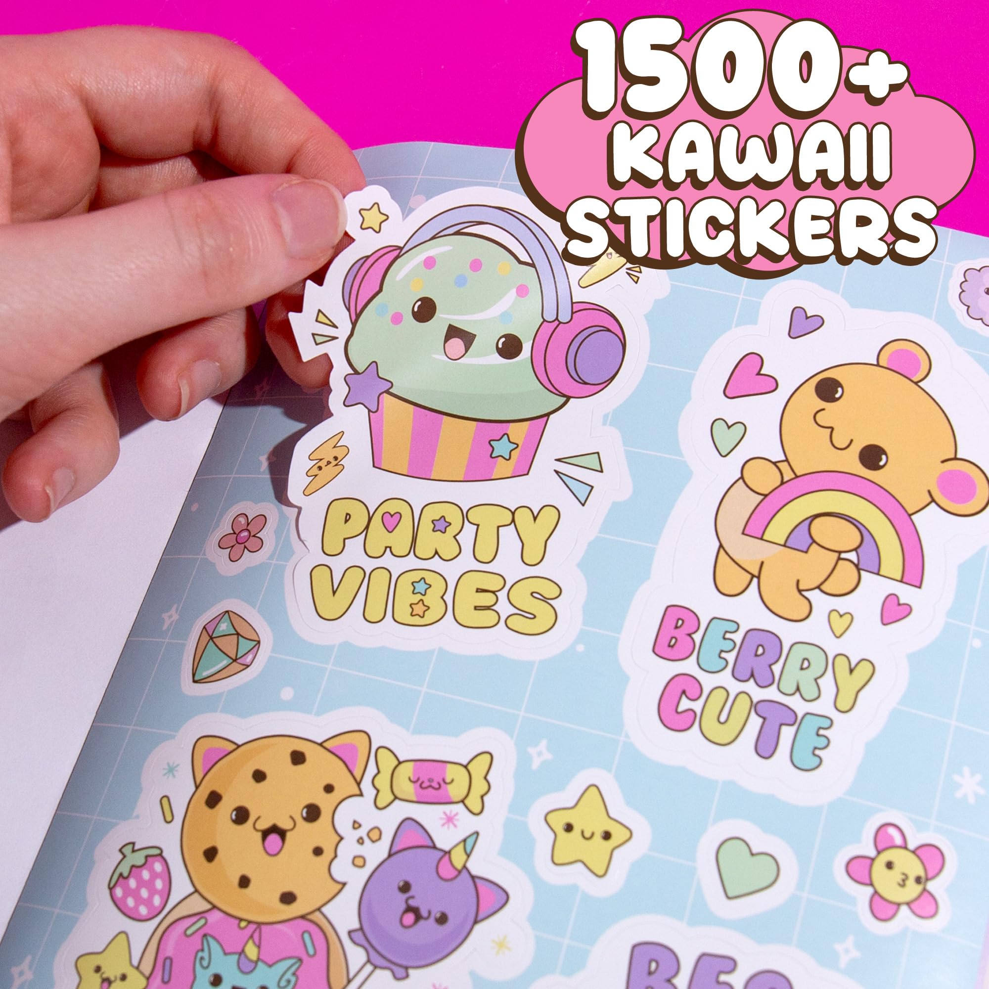 Just My Style 1500+ Cute Kawaii Stickers Set - 43-Page Sticker Book for Scrapbooking, Journaling, Planners & DIY Crafts - Includes Letter Stickers, Happy Planner Stickers, Laptop & Water Bottle Decals - Perfect for Kids, Teens & Adults - Great for School, Office, Home Decor & Gift Giving