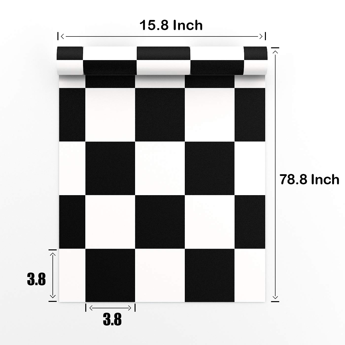 Livelynine 15.8x394 Inch Black & White Checkered Peel and Stick Vinyl Flooring - Waterproof Adhesive Contact Paper for RV, Kitchen, Bathroom Tiles | Easy DIY Floor & Wall Covering for Home Renovation & Decoration