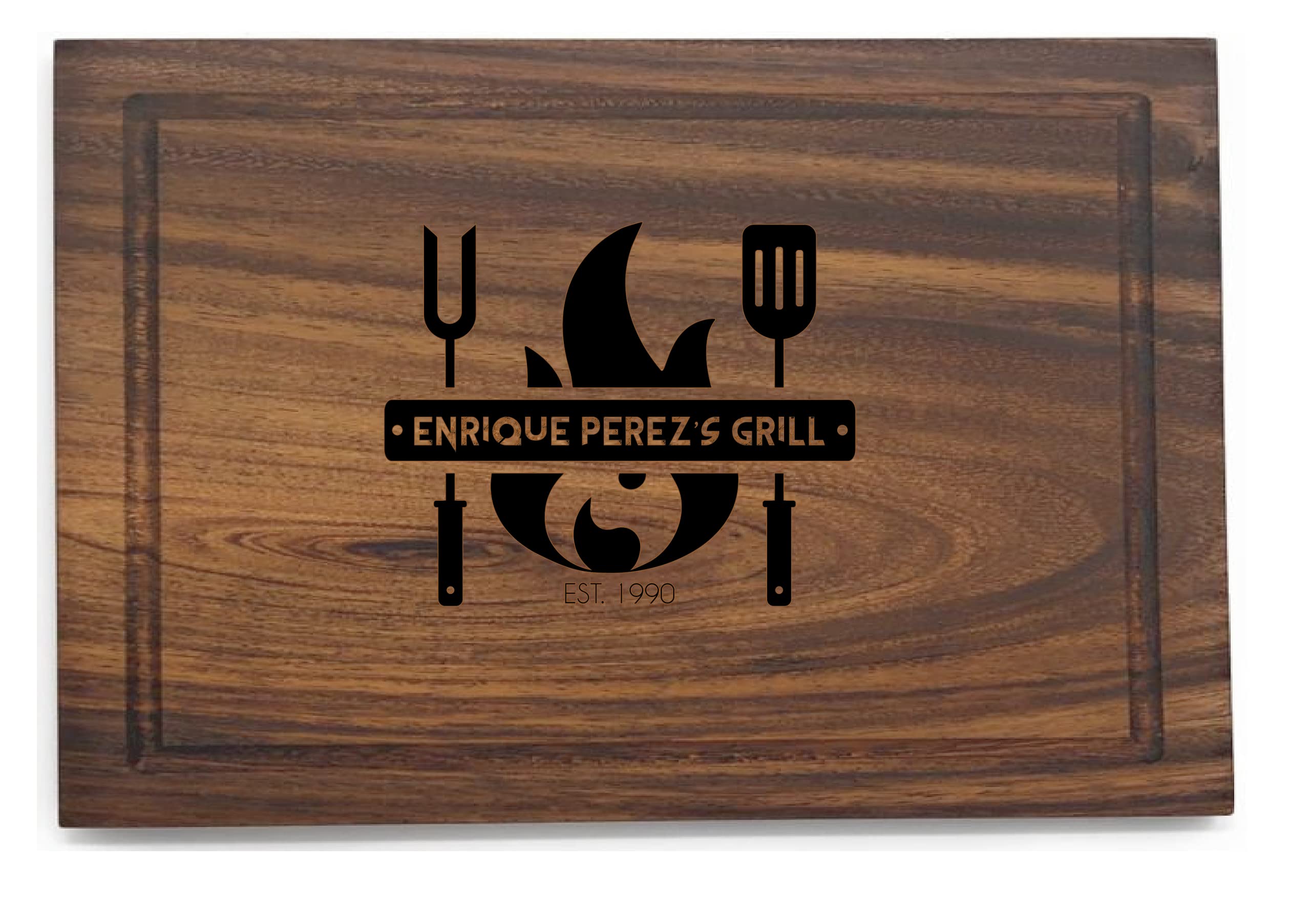 Personalized Handmade Parota Wood Cutting Board - Custom Engraved BBQ, Charcuterie & Chopping Board - XL Grilling Design - Perfect for Outdoor Cooking, Kitchen Prep & Charcuterie Serving