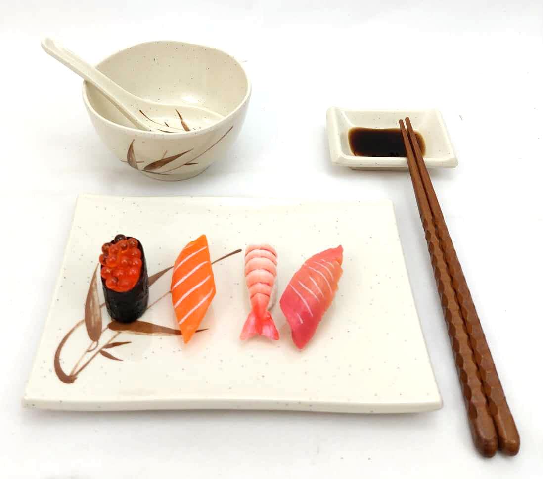 JapanBargain 2401 - Set of 4 Beige Reed Soy Sauce Dishes, Dipping Bowls for Sushi, Dumplings & Asian Cuisine | Perfect for Restaurants, Home Dining & Party Serving