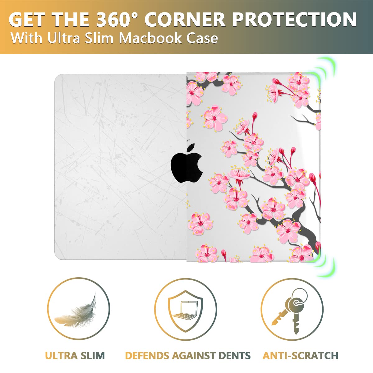 CISSOOK 16-inch MacBook Pro Hard Shell Case (2021-2024 Models) - Cherry Blossom Floral Design Protective Cover for MacBook Pro 16.2