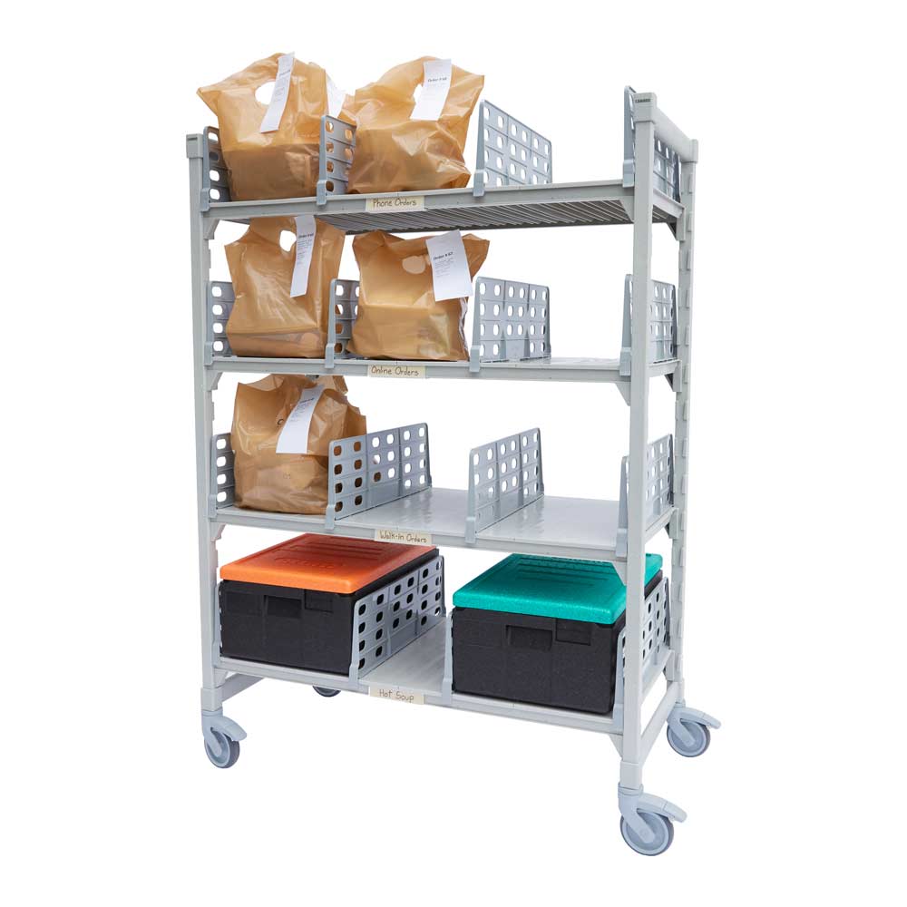 Cambro CPM244867FX3480 Premium Flex Station Shelving Unit - 3-Tier, 1 Shelf with Angled Divider Bars (24