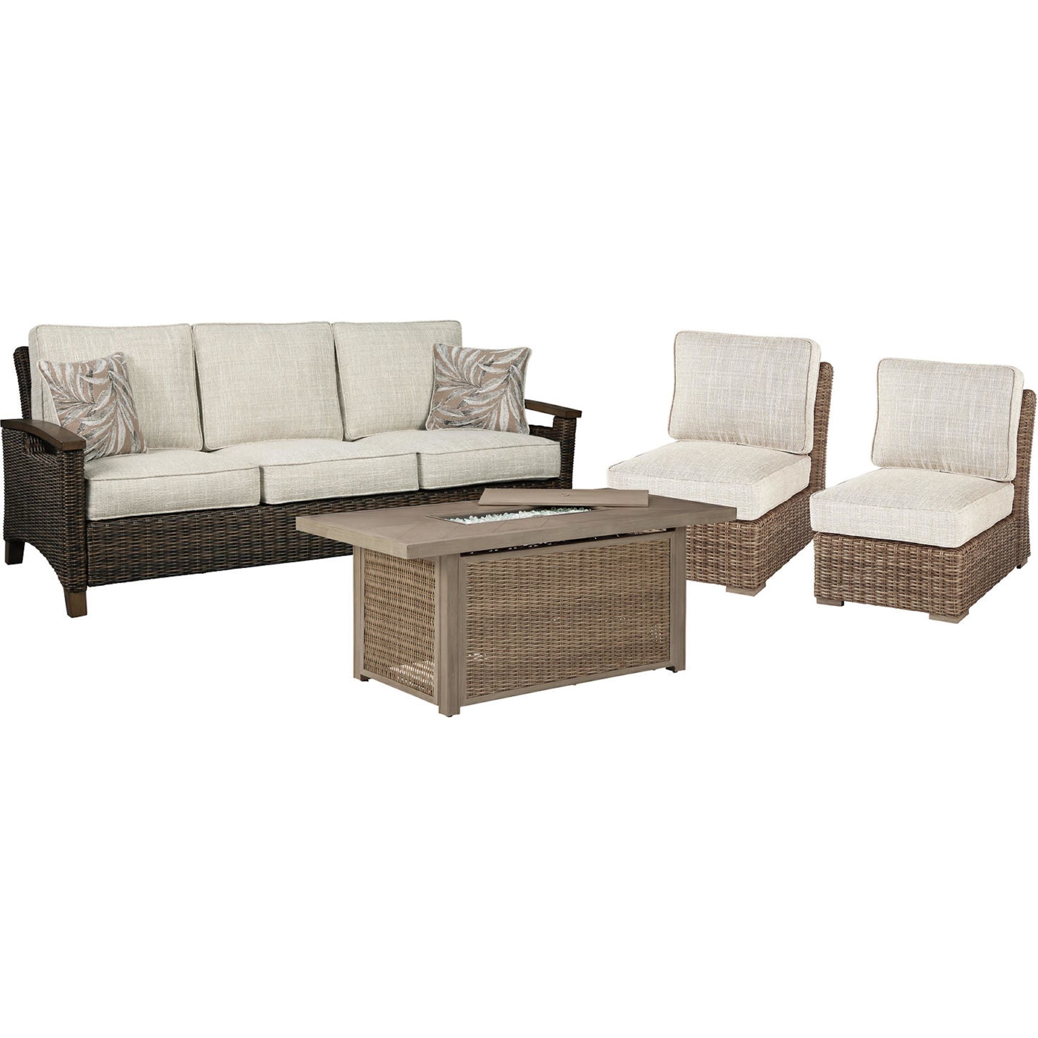 Beachcroft 4-Piece Outdoor Patio Furniture Set - Waterproof Wicker Rattan Sofa with Cushions, Beige - Perfect for Backyard, Garden, Poolside & Terrace Relaxation