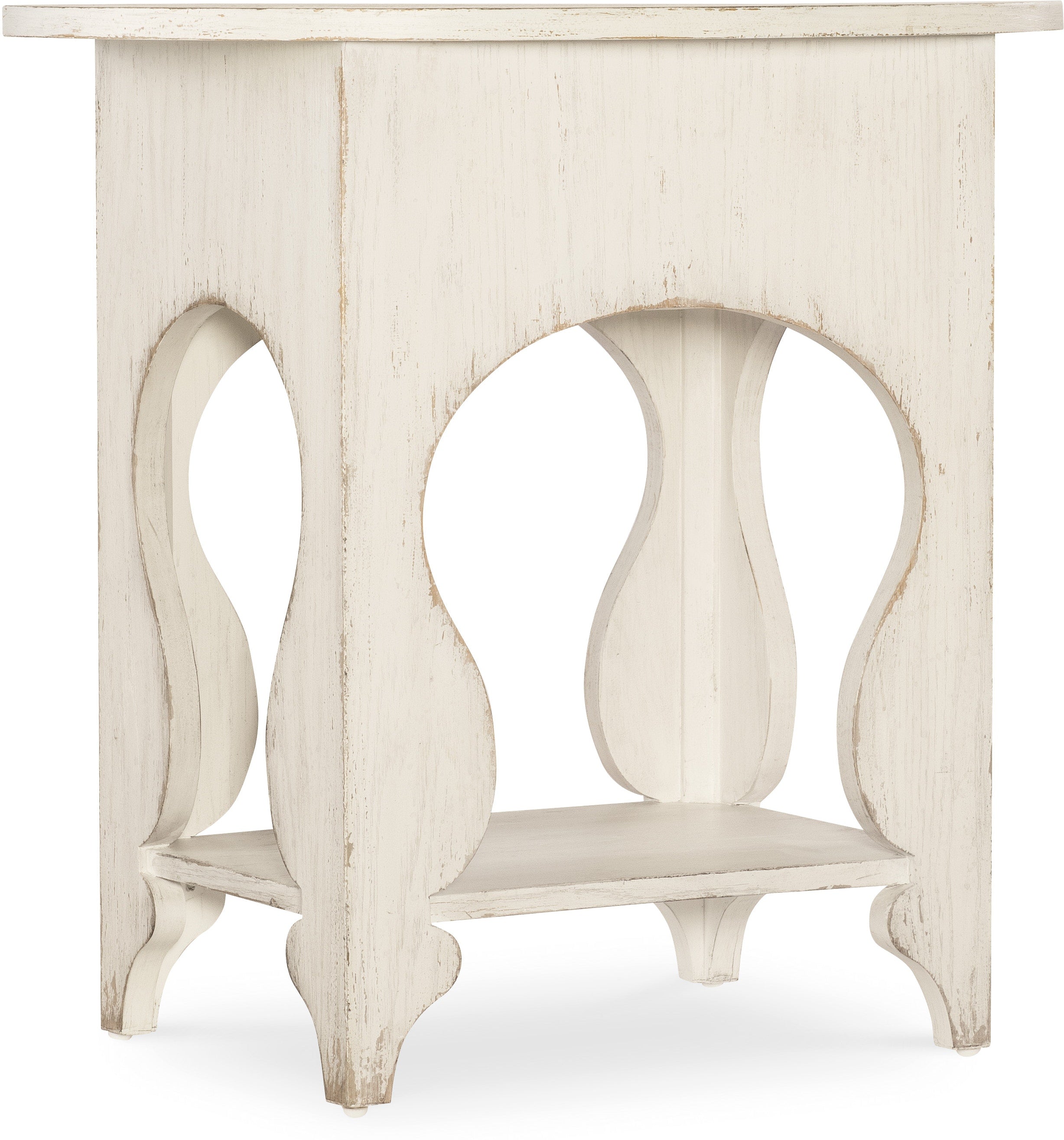Americana One Drawer Oval Nightstand - White, Cream & Beige Bedside Table for Bedroom, Living Room or Nursery - Compact Storage End Table with Drawer for Small Spaces