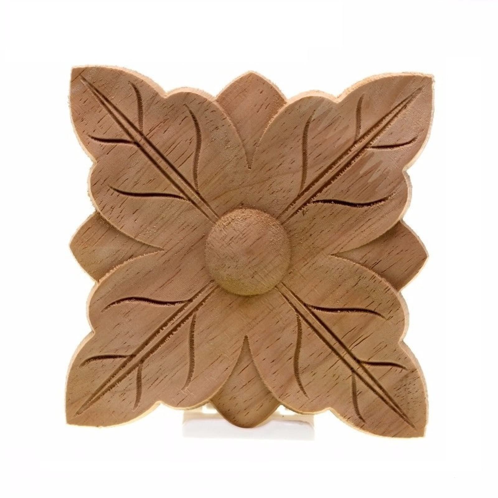 YKPBGQ 2Pcs Unpainted Wood Carved Furniture Appliques - 6Cm Square Home Decoration Accessories for DIY Crafts, Cabinets, Doors & Wall Decor | Vintage Style Wooden Embellishments