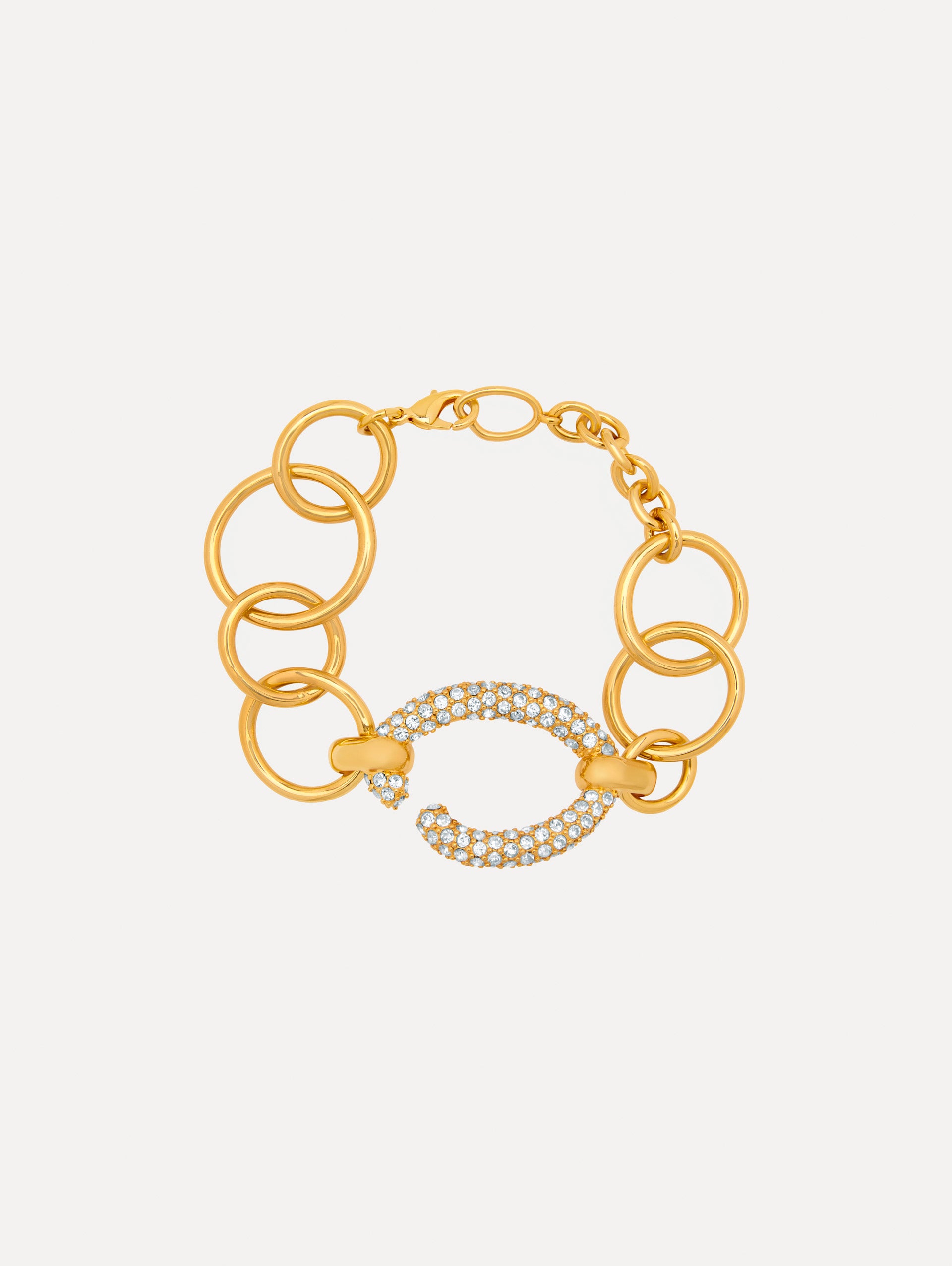 Pavé O Chain Link Bracelet for Women - Sparkling Cubic Zirconia Gold Plated Bangle - Elegant Jewelry Gift for Birthday, Anniversary & Special Occasions