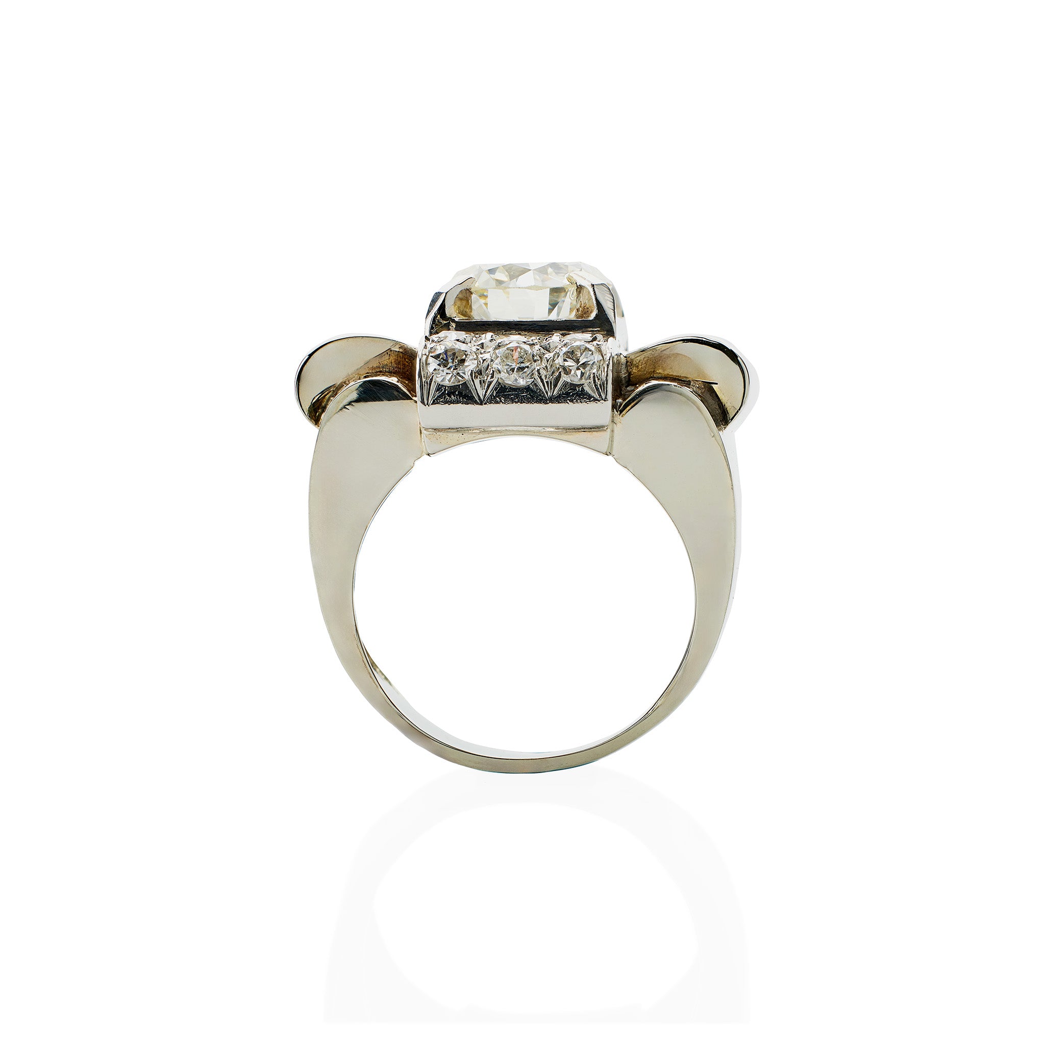 18K White Gold Diamond Ring - Vintage French Retro Style for Women, Perfect for Engagement, Wedding, Anniversary & Special Occasions