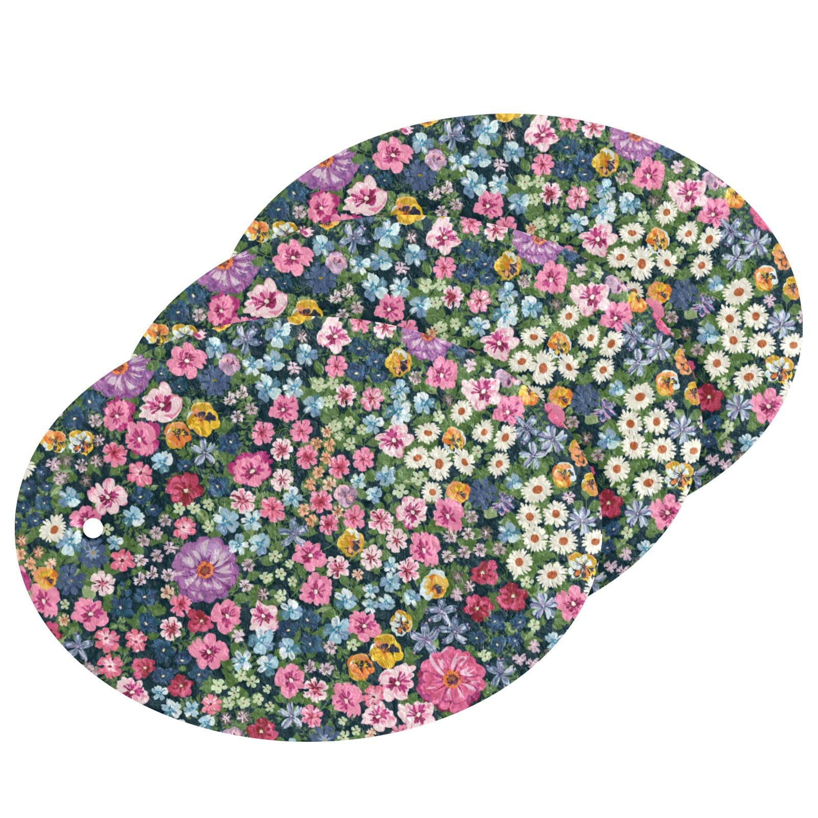 Kcldeci 3 Pack Colorful Daisy Dish Scrub Sponges - Non-Scratch Kitchen Cleaning Pads for Dishes, Pots & Pans - Soft & Durable Household Sponges for Daily Dishwashing & Kitchen Cleaning (Blooming Floral Design)