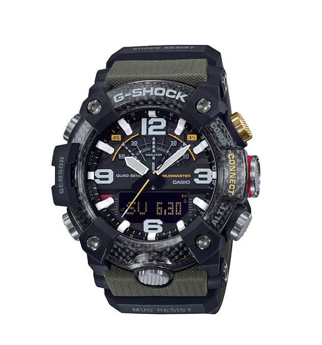 Casio G-Shock Master of G Mudmaster GGB100-1A3 Carbon Core Guard Green Shock-Resistant Watch - Perfect for Outdoor Adventures, Hiking, and Military Use