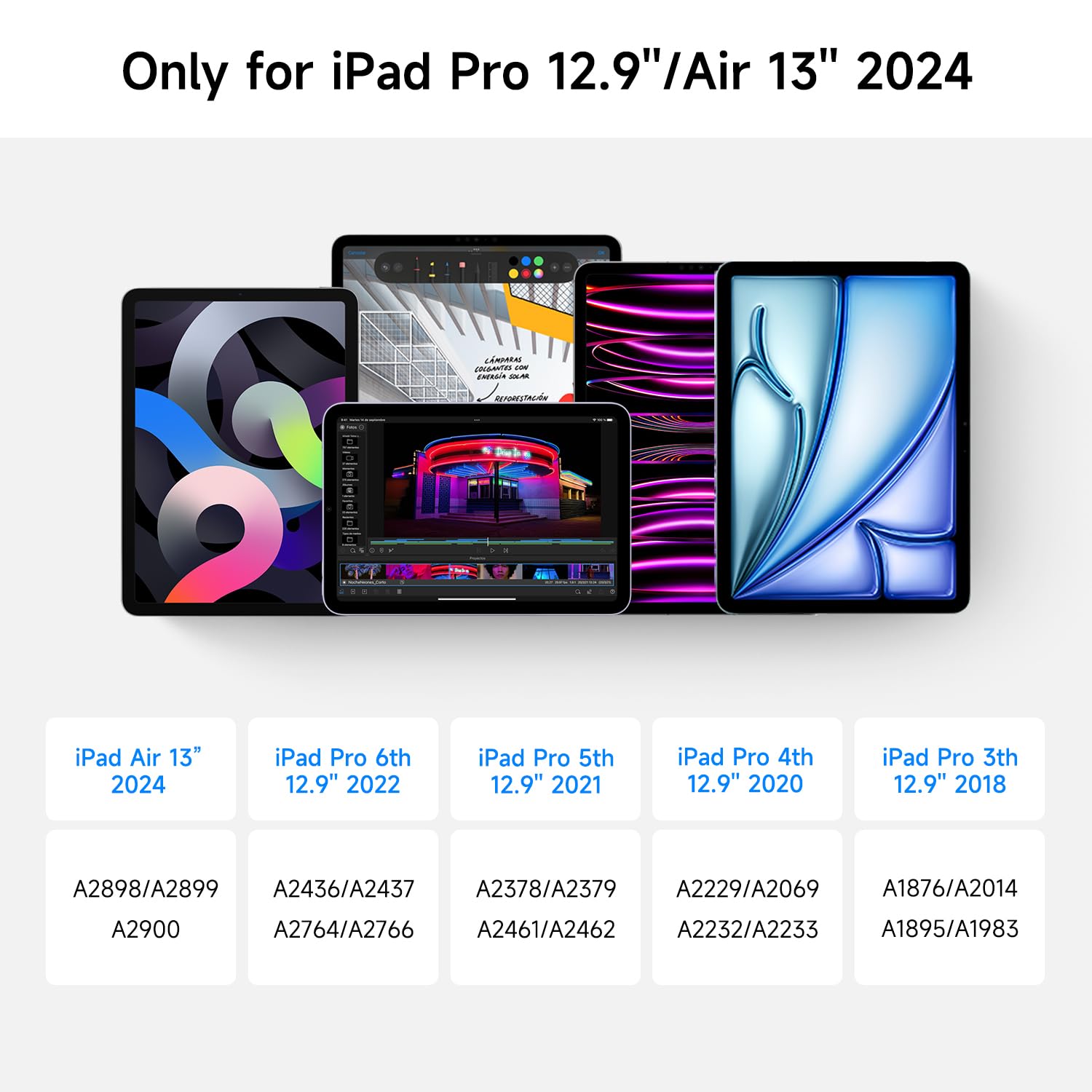 Magnetic Floating Magic Keyboard Case for iPad Air 13 (2024) & iPad Pro 12.9 (6th/5th/4th/3rd Gen) - Bluetooth Wireless Backlit Keyboard with Precision Multi-Touch Trackpad | Perfect for Work, Study & Travel