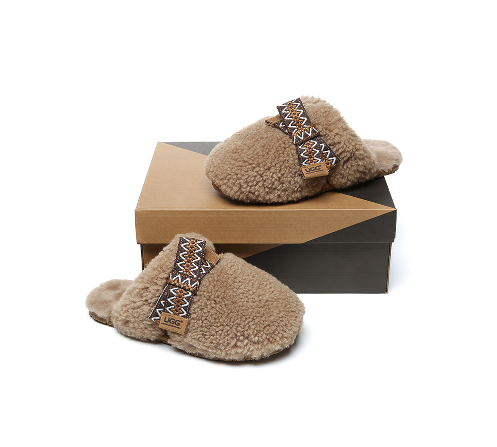Australian Shepherd® Women's UGG Slippers - Genuine Sheepskin Wool Bow Cecil House Shoes for Women - Cozy Indoor & Outdoor Winter Slippers for Home, Office & Travel