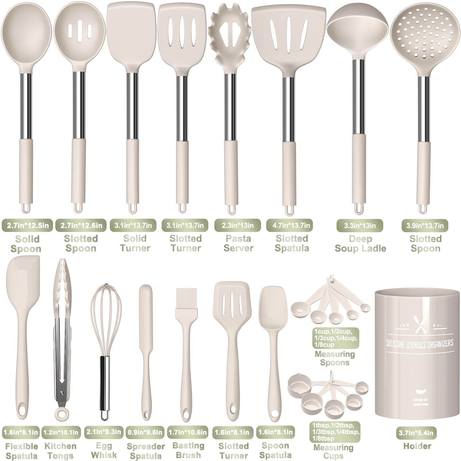Umite Chef 12-Piece Silicone Kitchen Utensils Set - Heat Resistant Cooking Tools with Stainless Steel Handles (Spatula, Spoon, Turner) - Safe for Nonstick Cookware & Dishwasher - Perfect for Baking, Frying & Everyday Cooking