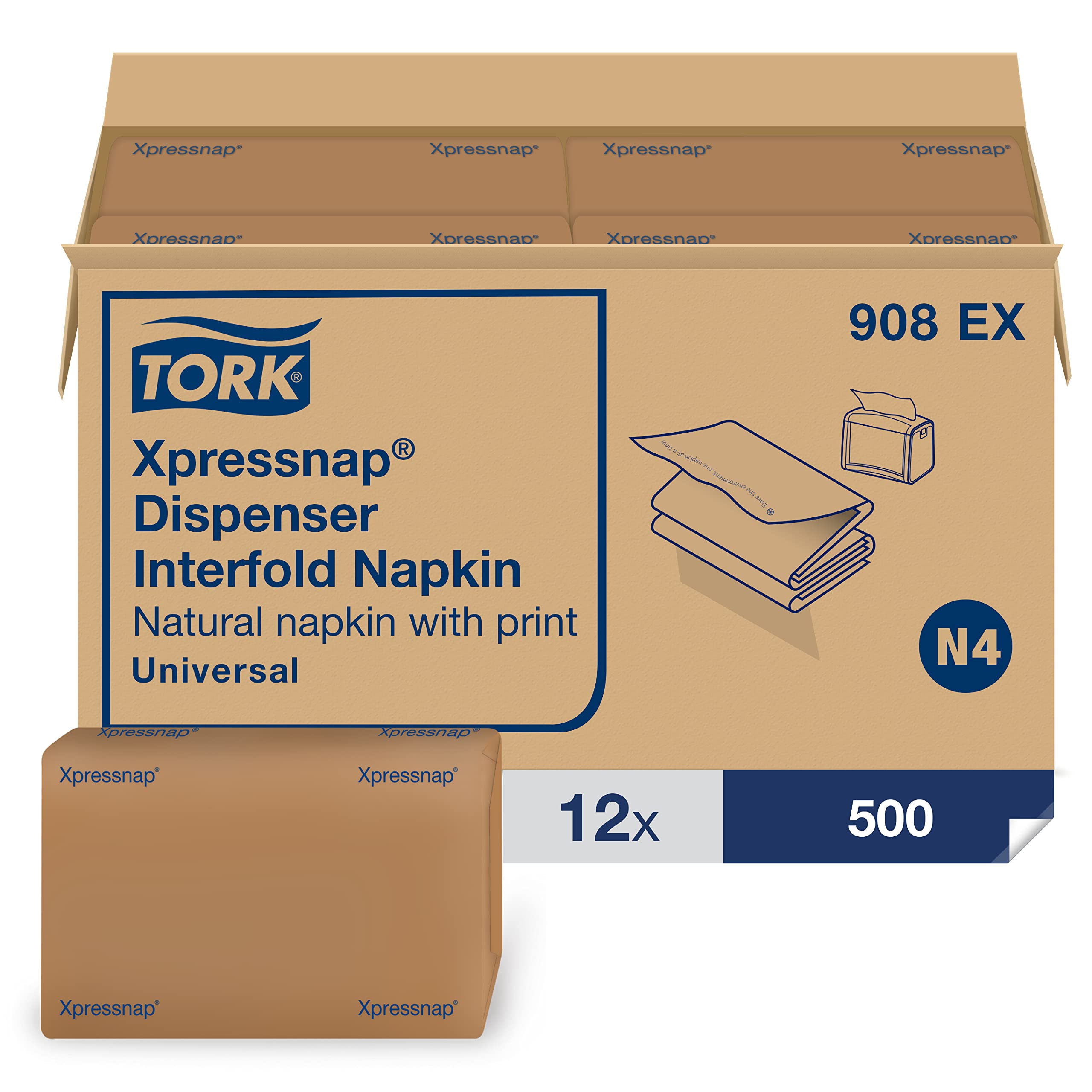 Tork Xpressnap Eco-Friendly Recycled 1-Ply Napkins, 8.5