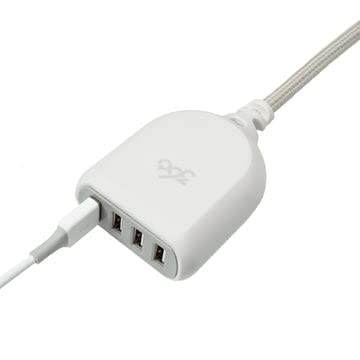 360 Electrical Habitat 4.8A 6-Foot 4-Port USB Extension Cord with Braided Casing - Fast Charging Station for iPhone, Android, Tablet, USB C Devices | Home, Office, Travel Charging Hub (Titanium)