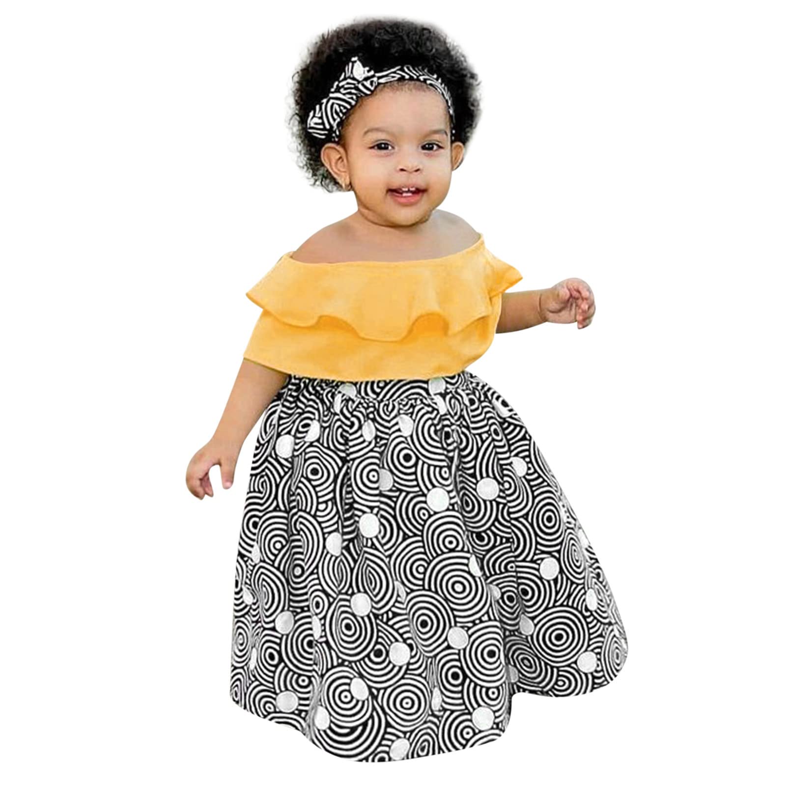 SRTUMEY Toddler Baby Girls Summer African Ankara Princess Dresses - Cute Romper Jumpsuits & Bodysuit Outfits for Special Occasions, Photoshoots & Cultural Events