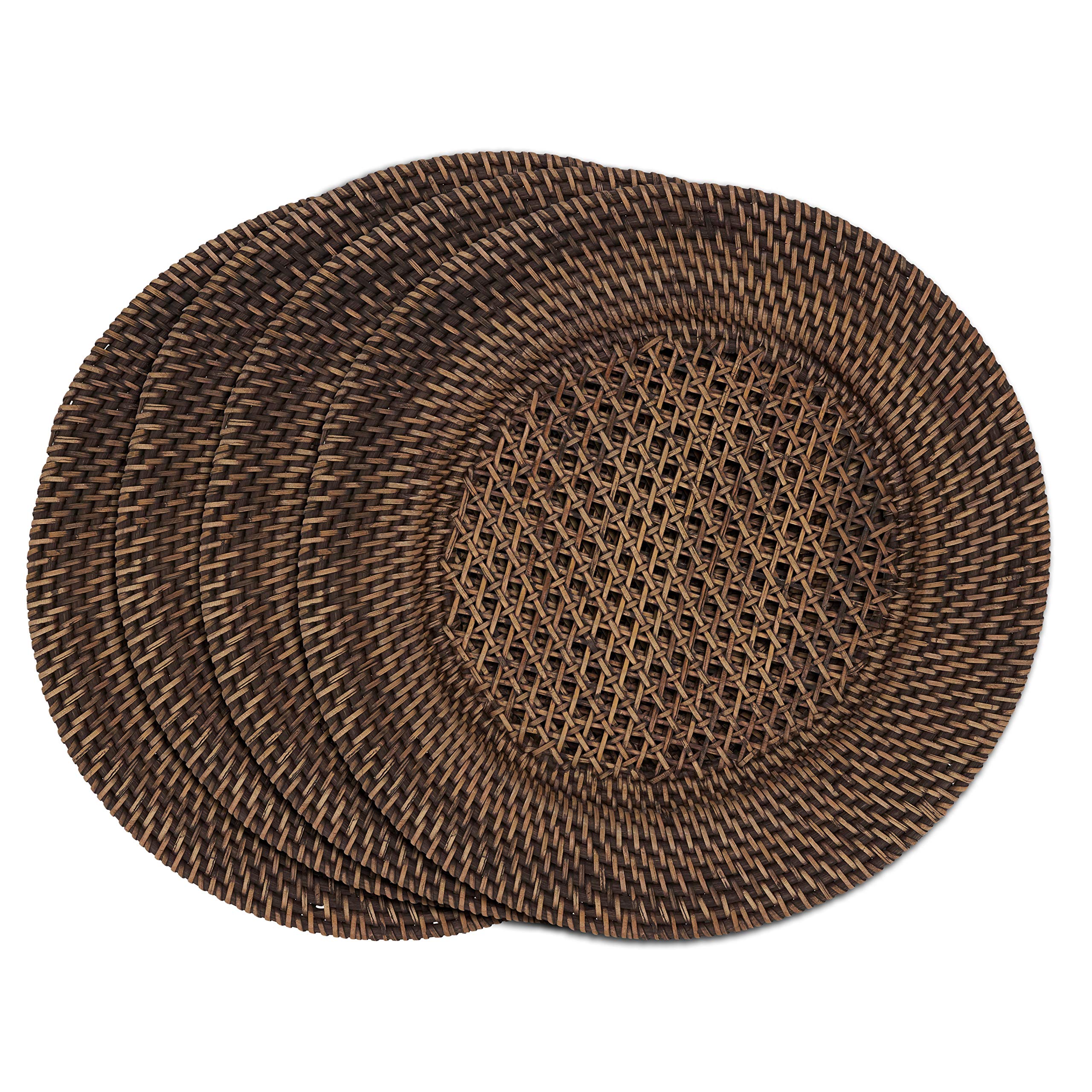 Handmade Rattan Charger Plates Set of 4 - Natural Woven Placemats for Wedding, Party & Boho Home Decor - Eco-Friendly Dinnerware for Rustic Tablescapes