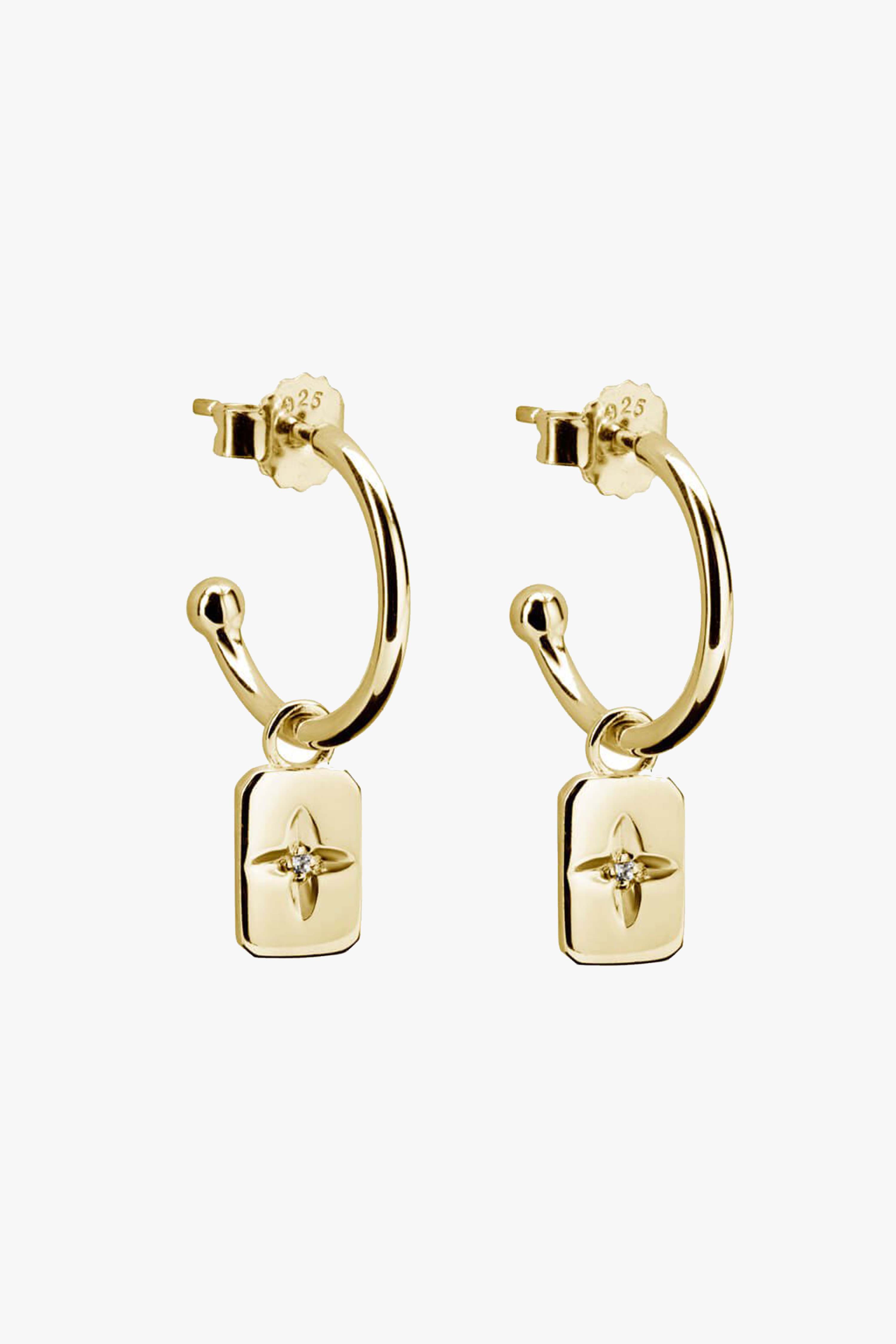 18k Gold Plated Clover Rectangle EOL Earrings for Women - Elegant Dangle Drop Earrings for Party, Wedding & Everyday Wear