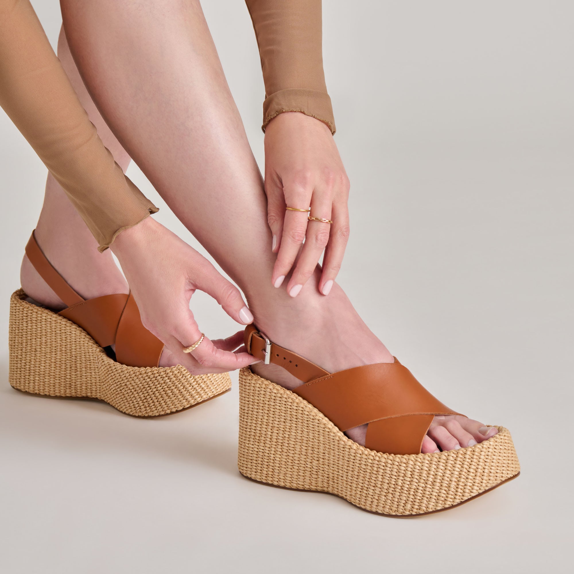 SKYLAR Women's Brown Leather Wedge Sandals - Comfortable & Stylish for Summer, Beach, and Casual Outings