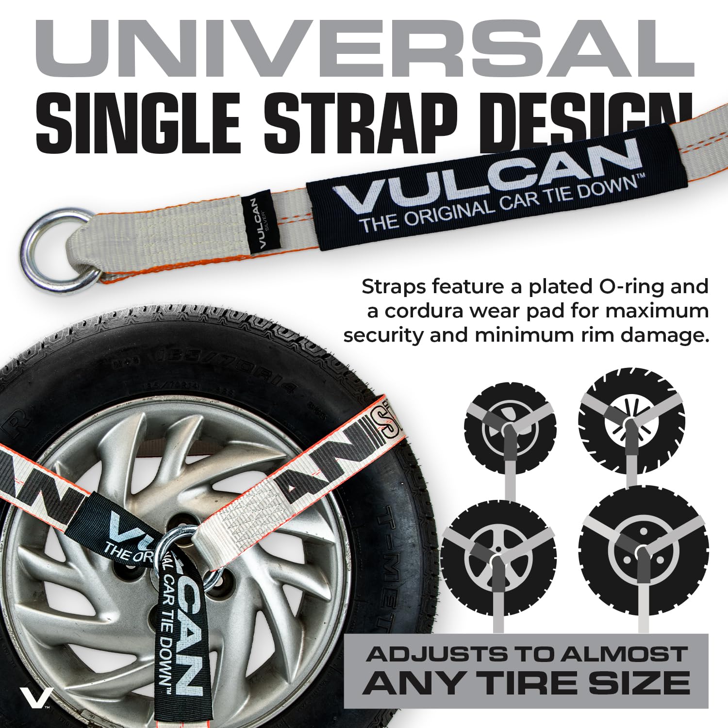 VULCAN Heavy Duty Car Tie Down Straps with Chain Anchors - 2