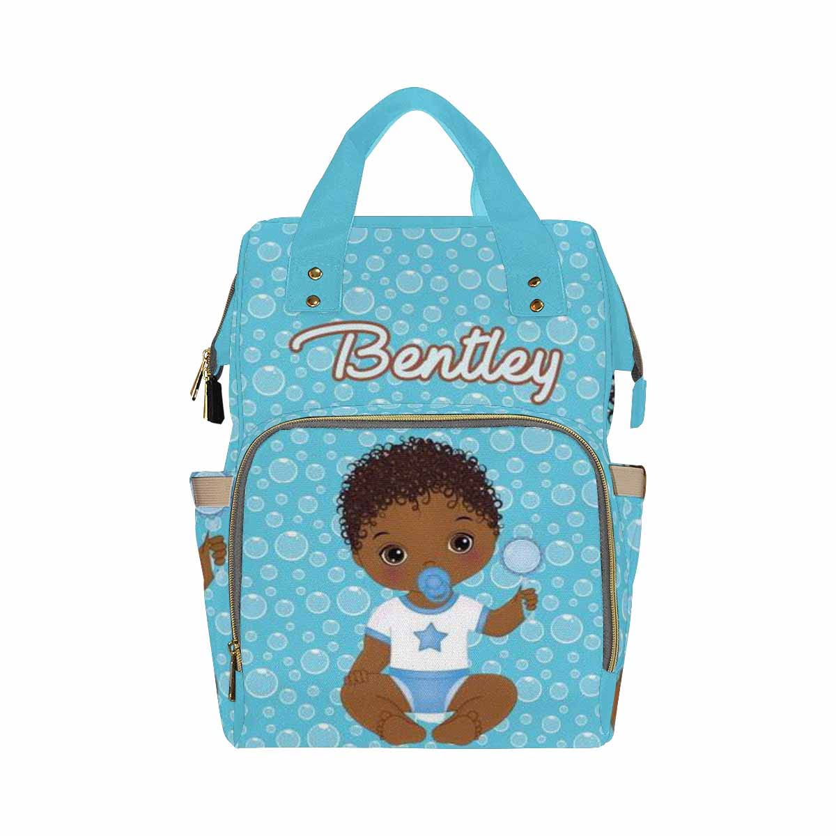 Custom Diaper Bag for Moms - Large Waterproof Nursing Baby Bag with Insulated Pockets, Blue & African Print - Perfect for Travel, Baby Showers & Mother's Day Gifts | Ideal for New Moms, Working Parents & Daycare Essentials