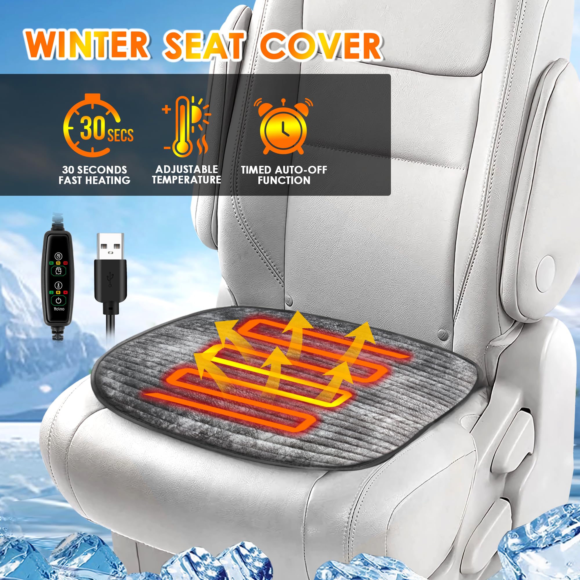 Universal Plush Car Seat Cushion - Warm & Comfortable Bottom Seat Pad for Winter Driving - Fits Cars, Trucks, SUVs, Vans & Office Chairs - Home & Outdoor Use (Grey, 1PC) - Perfect for Long Commutes, Road Trips & Cold Weather Comfort
