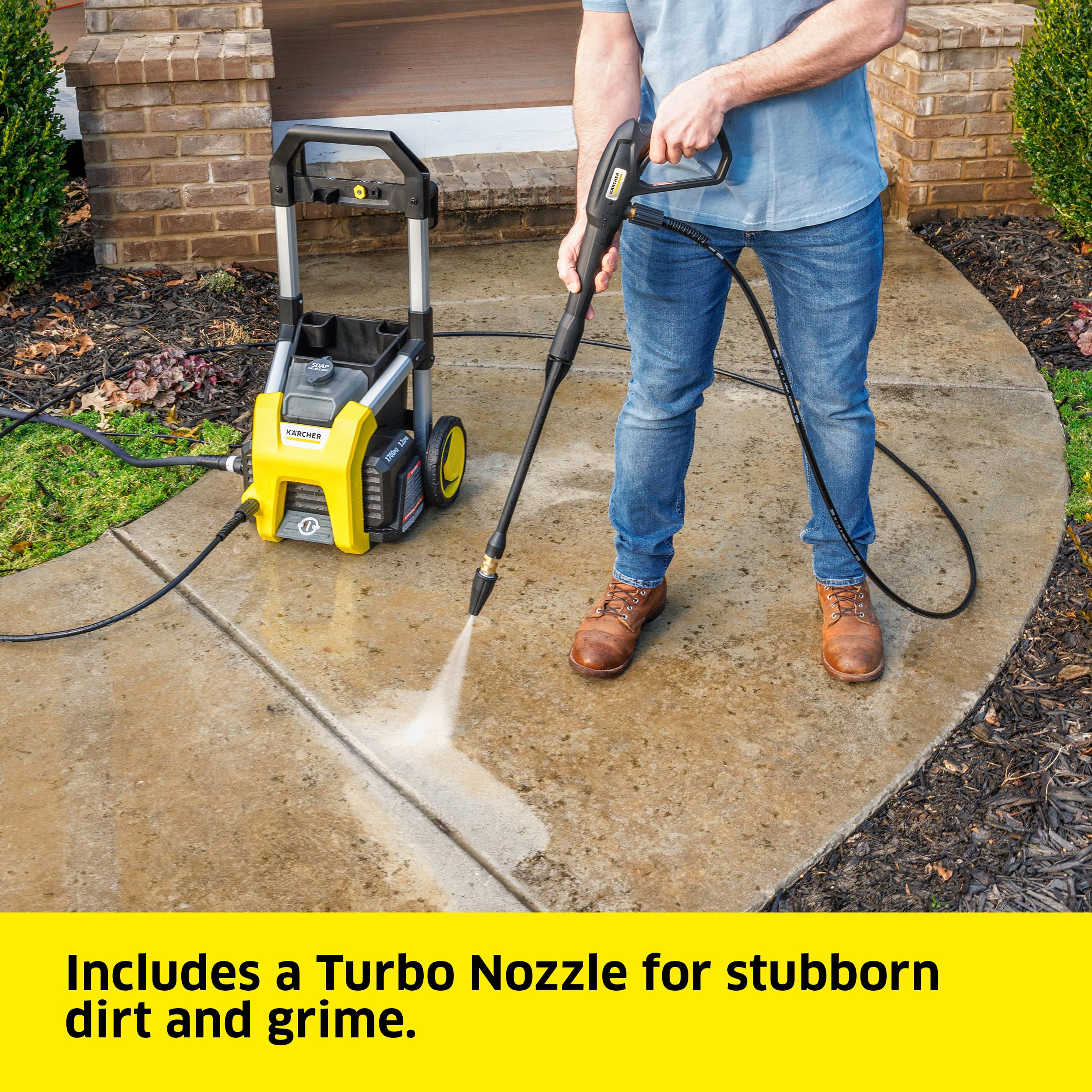 Karcher K1700 Electric Pressure Washer - 2125 PSI, 1.46 GPM, 3 Nozzles & Detergent Tank for Deep Cleaning Cars, Driveways, Patios & Home Exteriors | Perfect for Auto Detailing, Concrete Cleaning & Outdoor Maintenance