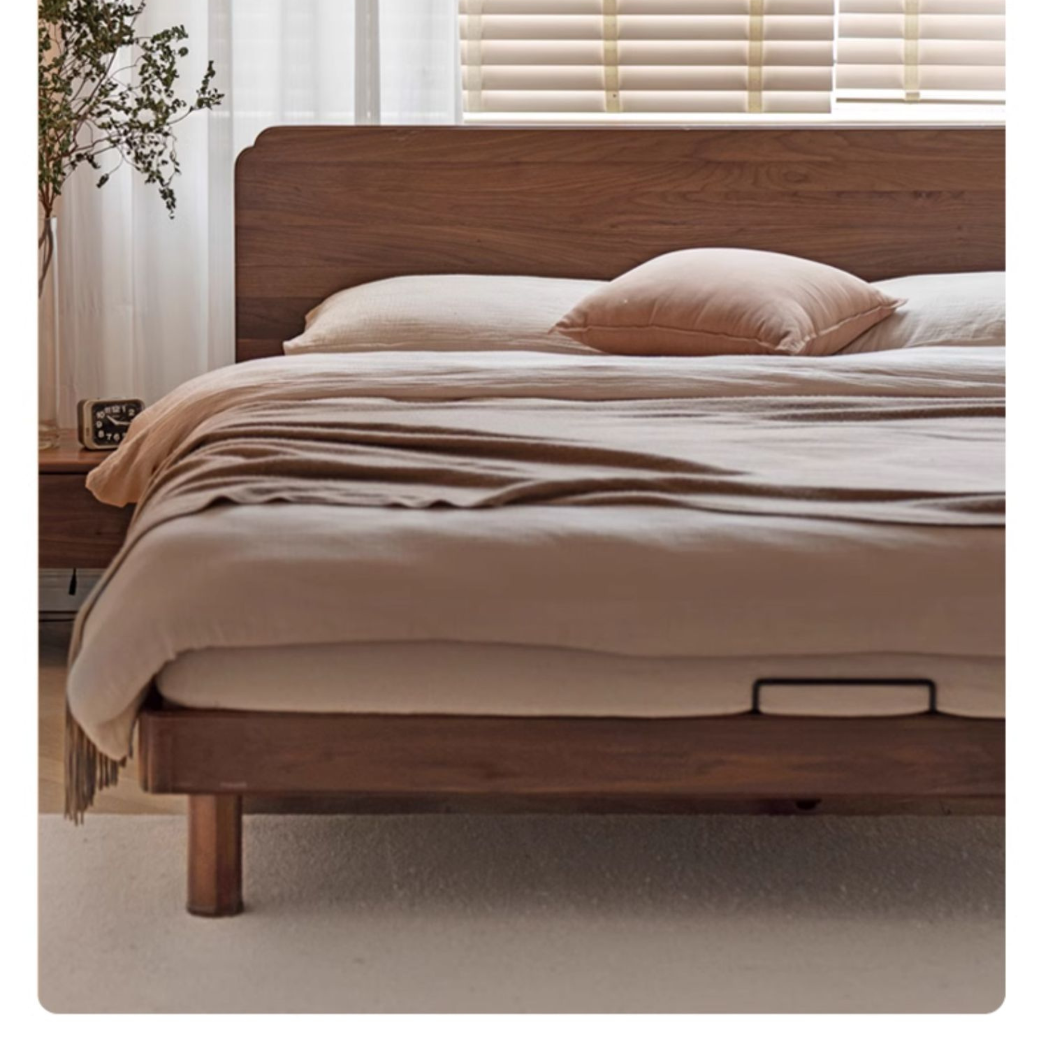 Premium Solid Oak & North American Black Walnut Wood Bed Frame - Handcrafted Luxury Bed for Master Bedroom, Guest Room & Modern Farmhouse Decor