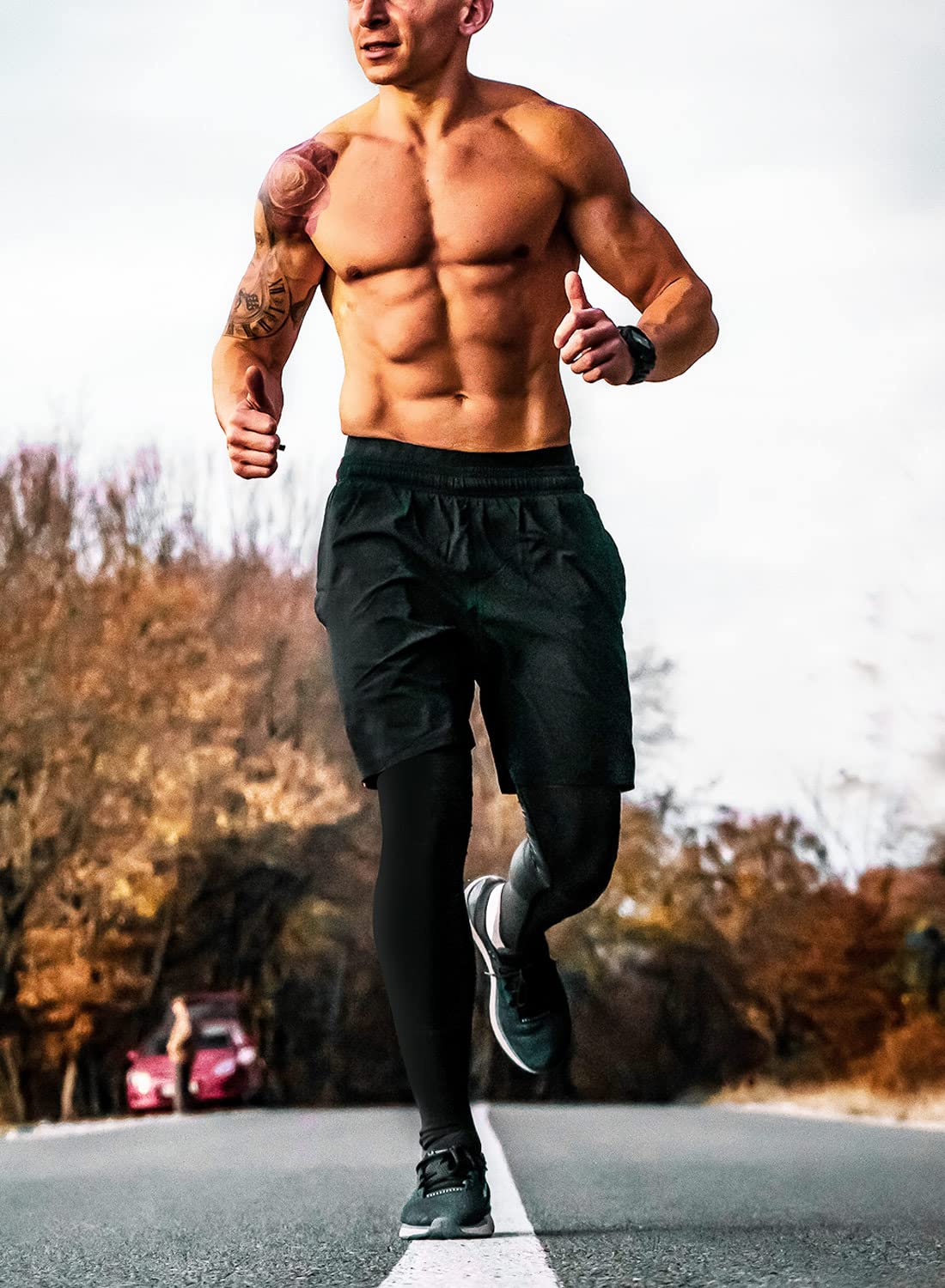 Aolesy Men's 2 in 1 Running & Training Pants - Breathable Gym Workout Compression Athletic Pants for Jogging, Cycling & Fitness Training