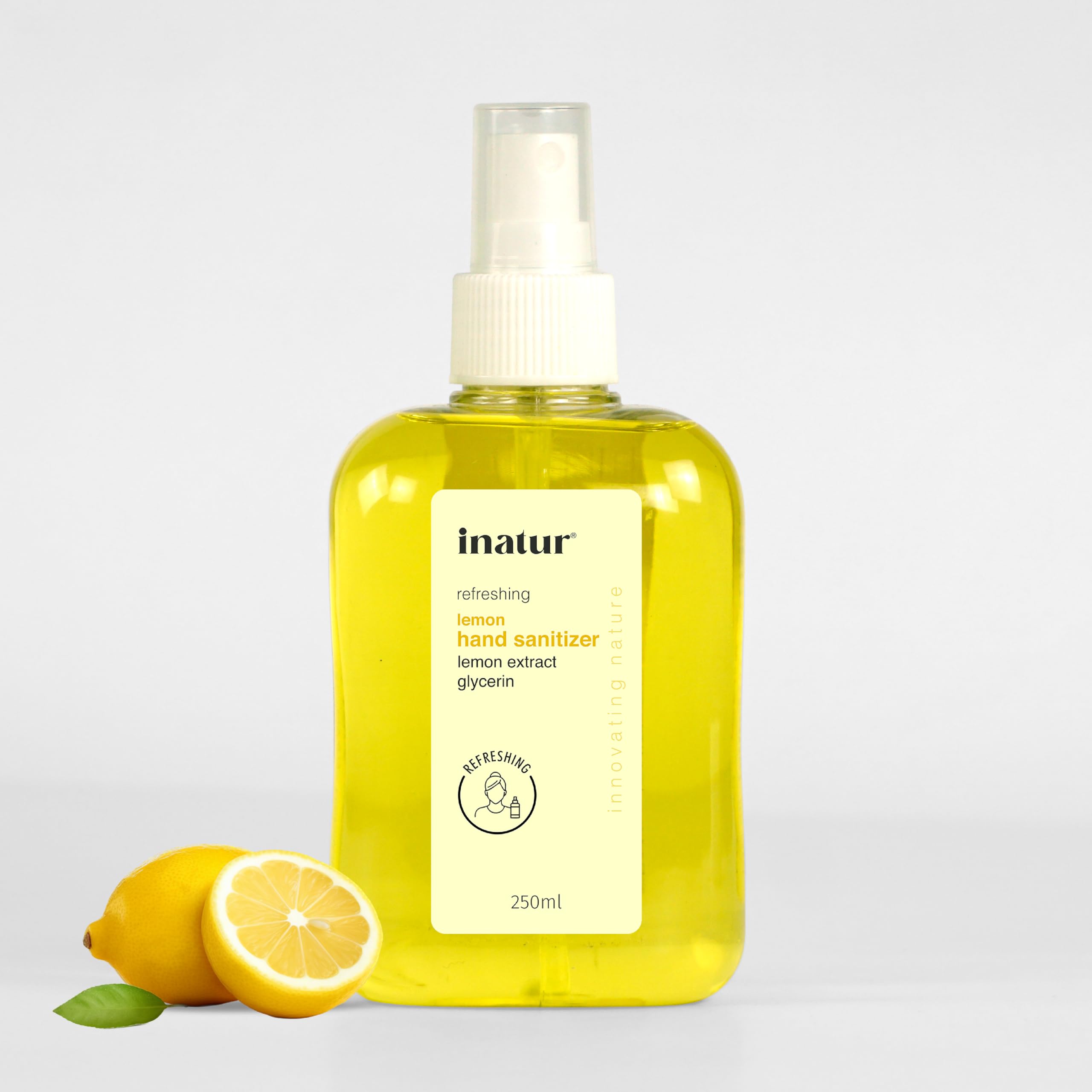 inatur Alcohol-Based Hand Sanitizer Spray - Kills 99.9% Germs, Antibacterial Disinfectant Gel - Gentle on Skin & Safe for Surfaces - 250ml for Daily Hygiene - Perfect for Travel, Office, School & Home Use