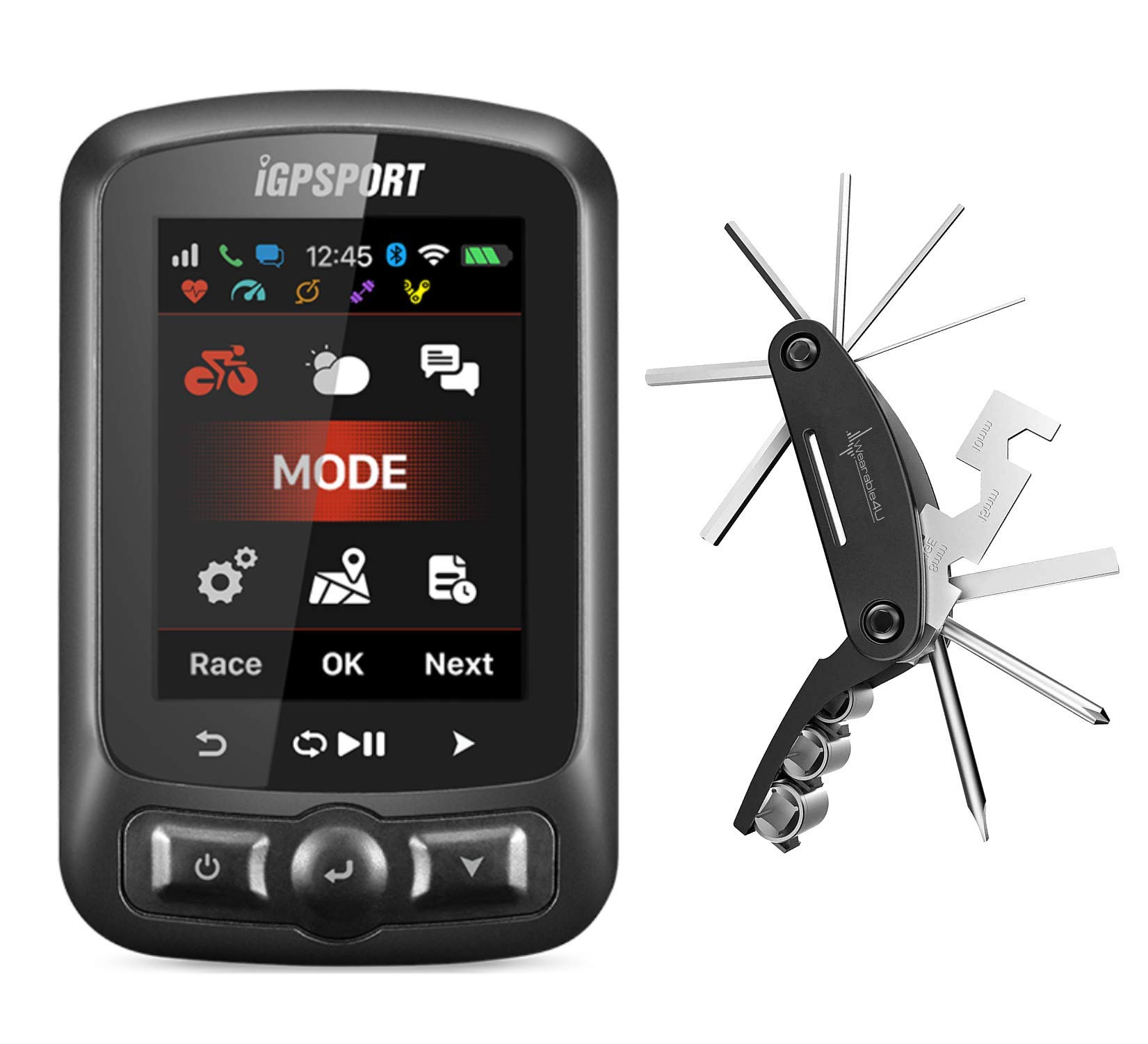 iGPSPORT iGS620 GPS Wireless Bike Computer with Bluetooth, ANT+, SMS & Call Alerts - Waterproof Cycling Computer with Map Navigation & Multi-Tool Bundle - Perfect for Road Biking, Mountain Cycling & Outdoor Adventures