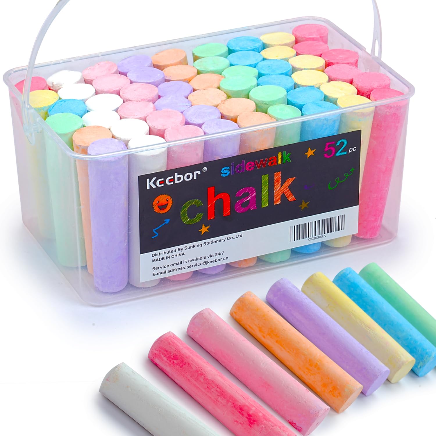 **54-Piece Washable Sidewalk Chalk Set - 8 Vibrant Colors, Non-Toxic Jumbo Chalks for Kids & Adults - Perfect for Chalkboard, Blackboard, Playground & Outdoor Sidewalk Art**    *(Ideal for Birthday Parties, Classroom Activities, Creative Play & Outdoor Fun!)*