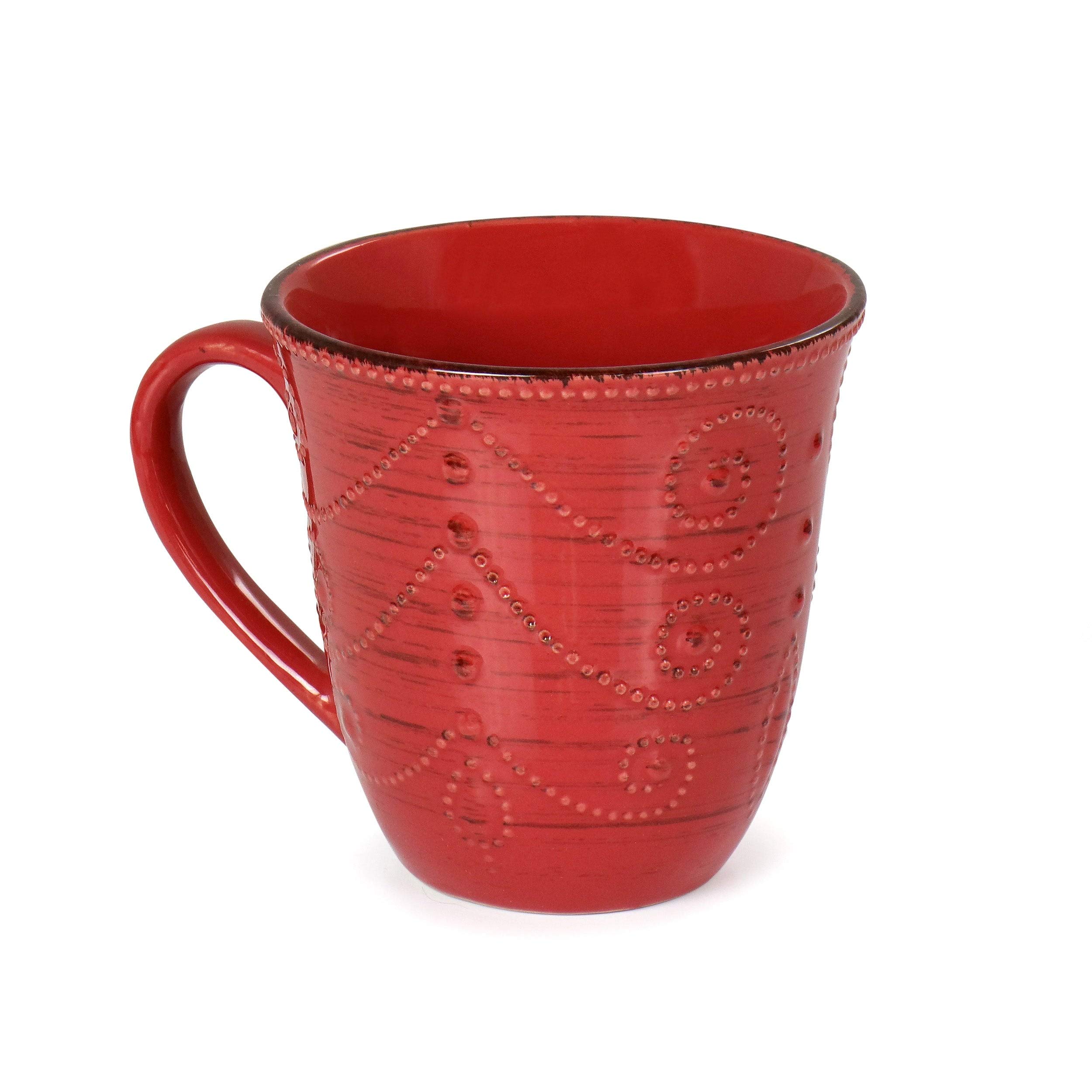 Rustic Birch 16-Piece Stoneware Dinnerware Set - Red Casual Round Plates & Bowls, Microwave & Dishwasher Safe for Everyday Dining | Perfect for Family Meals, Dinner Parties & Restaurant Use